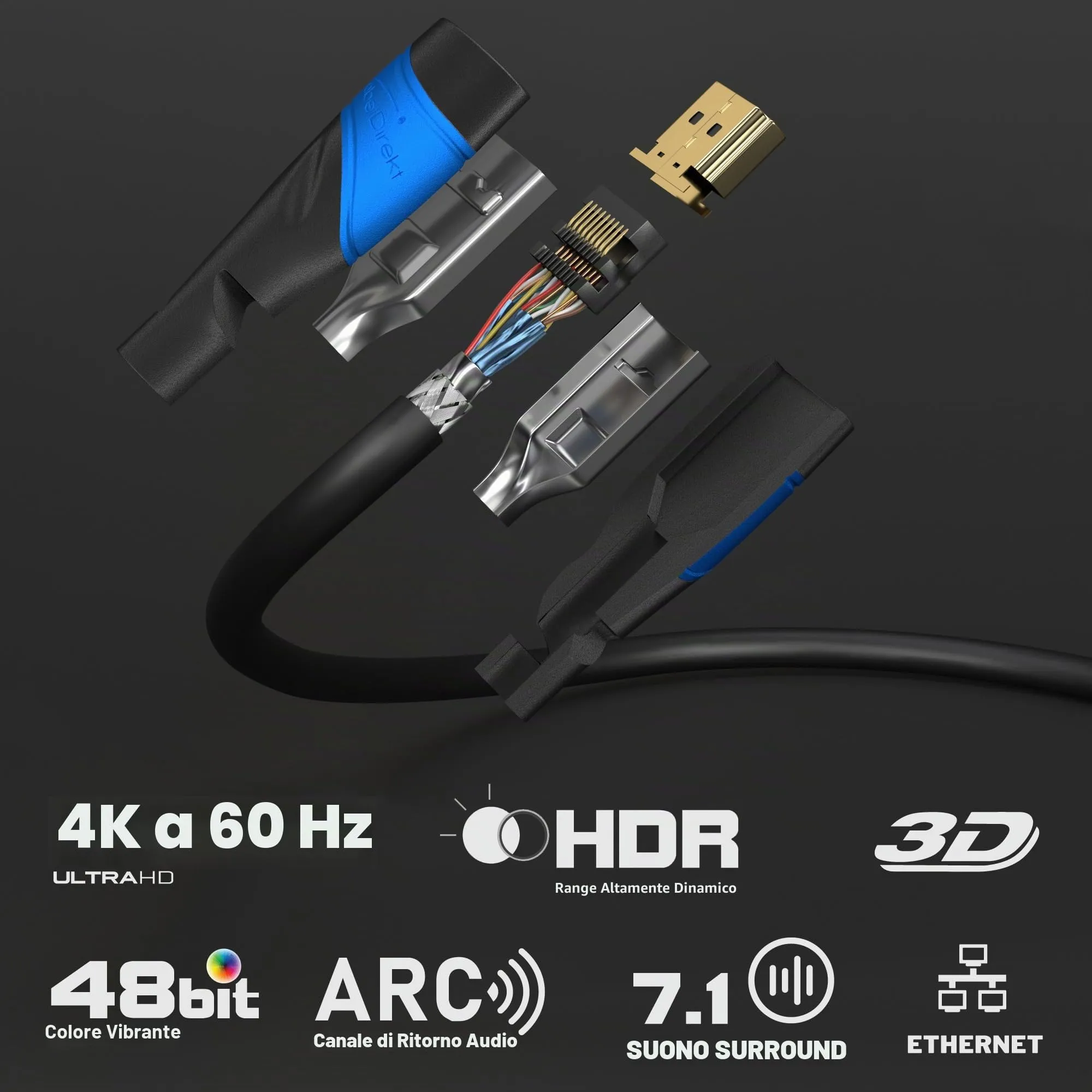 KabelDirekt HDMI 4K Cable 9,1m Flexcore Technology - immagine 2