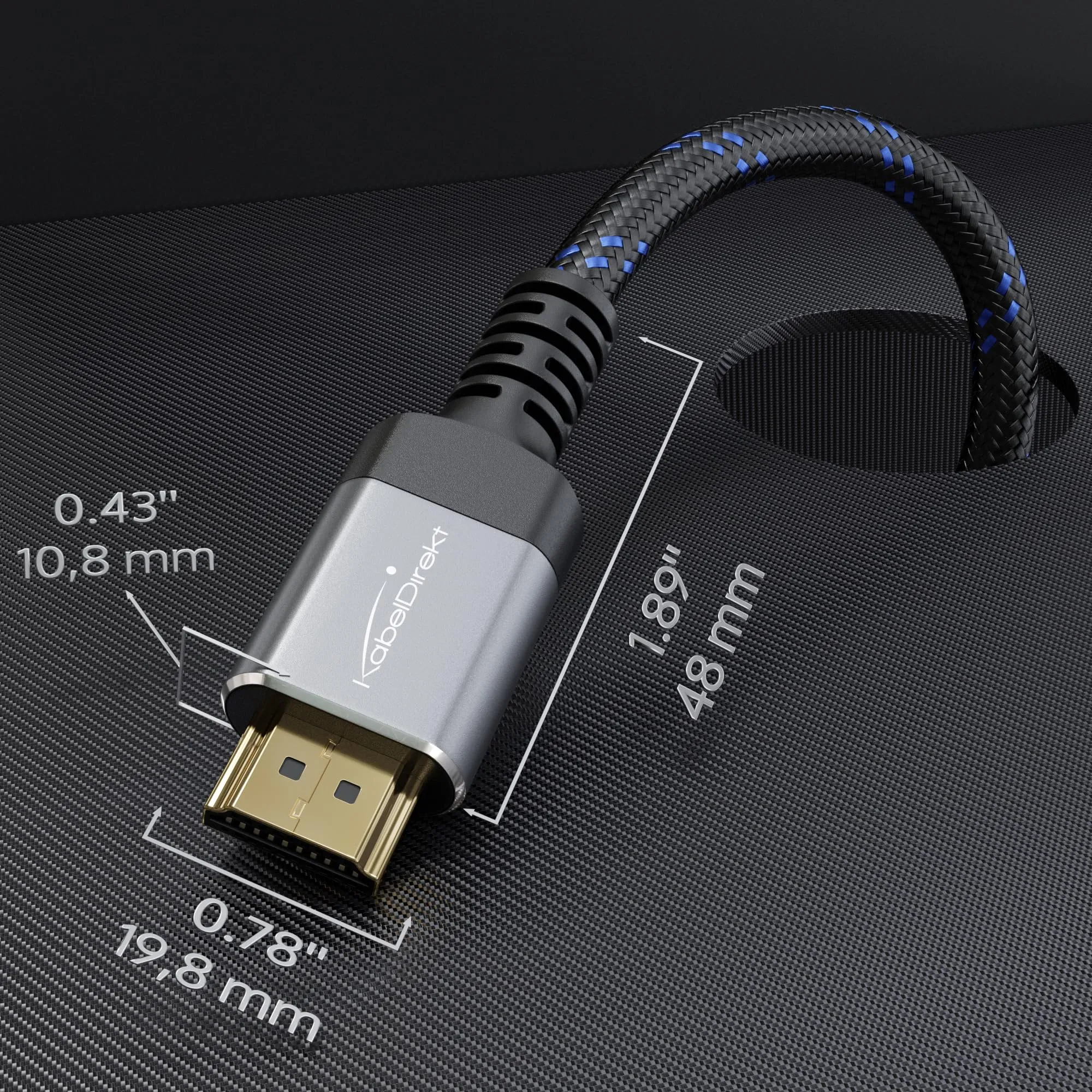KabelDirekt HDMI 8K/4K Cable, 5m, Blue, Nylon and Metal - immagine 4