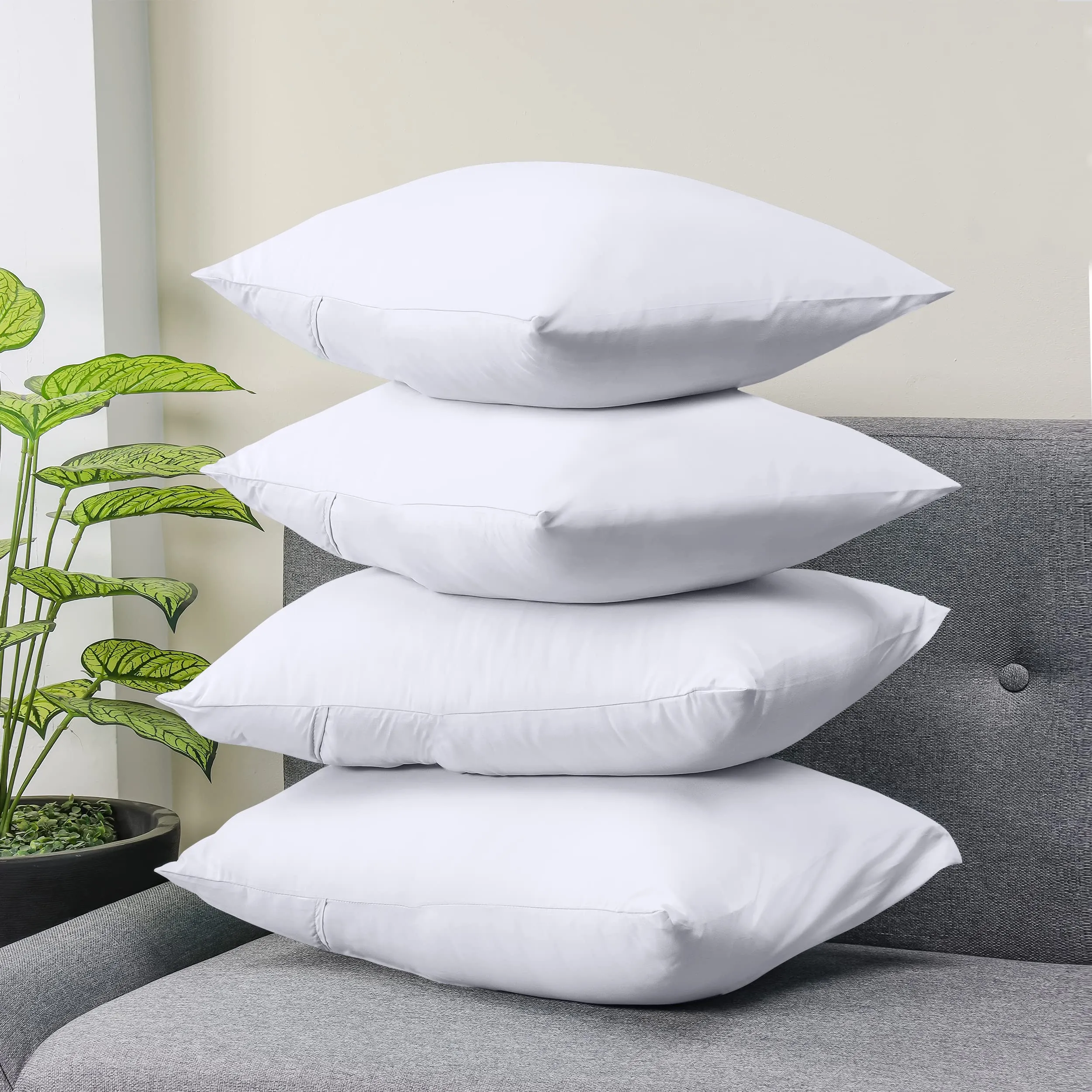 Utopia Bedding Set di 4 Federe Copricuscino, 40 x 60 cm, Bianco - immagine 8