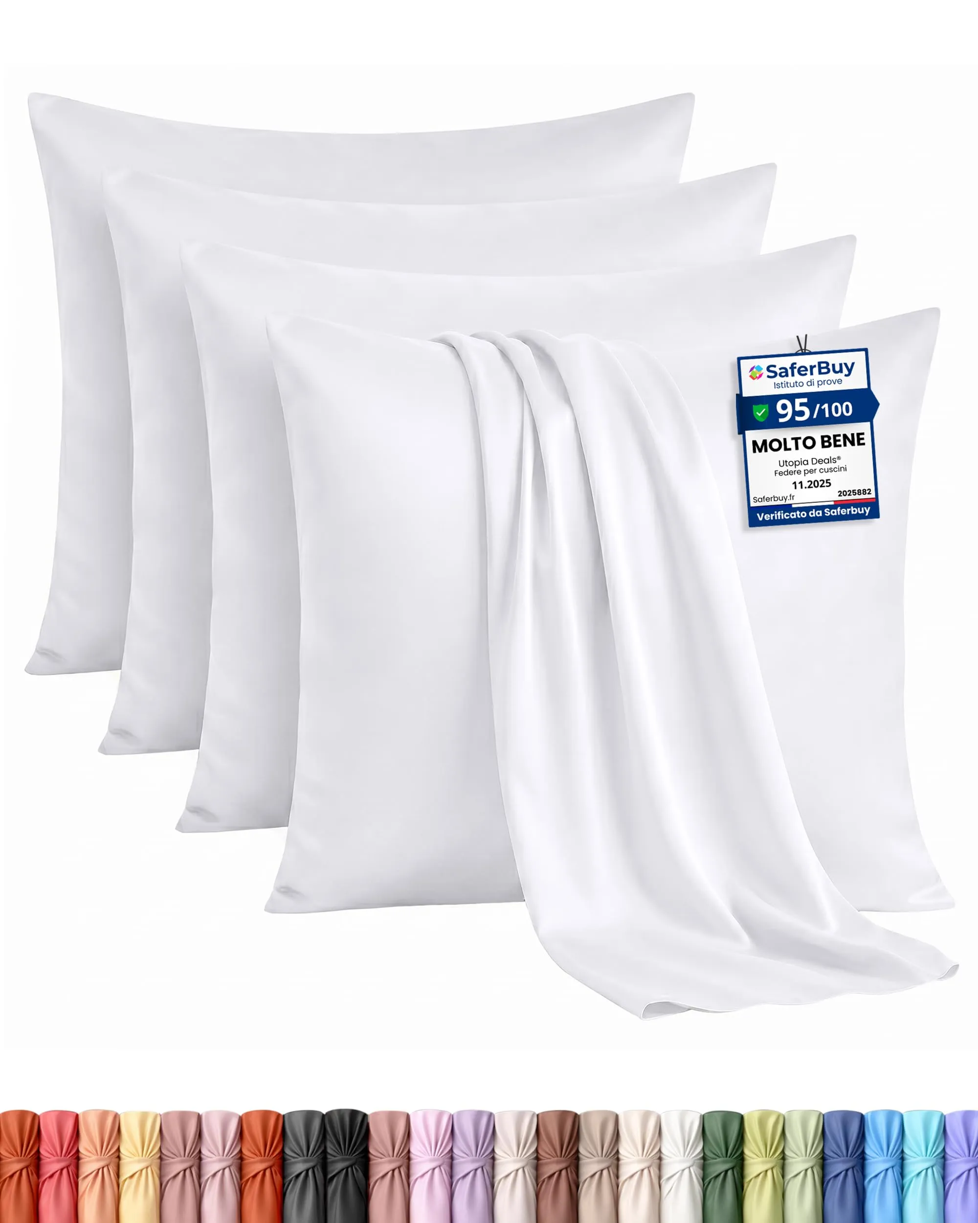 Utopia Bedding Set di 4 Copricuscino, 60 x 60 cm, Bianco - immagine 1