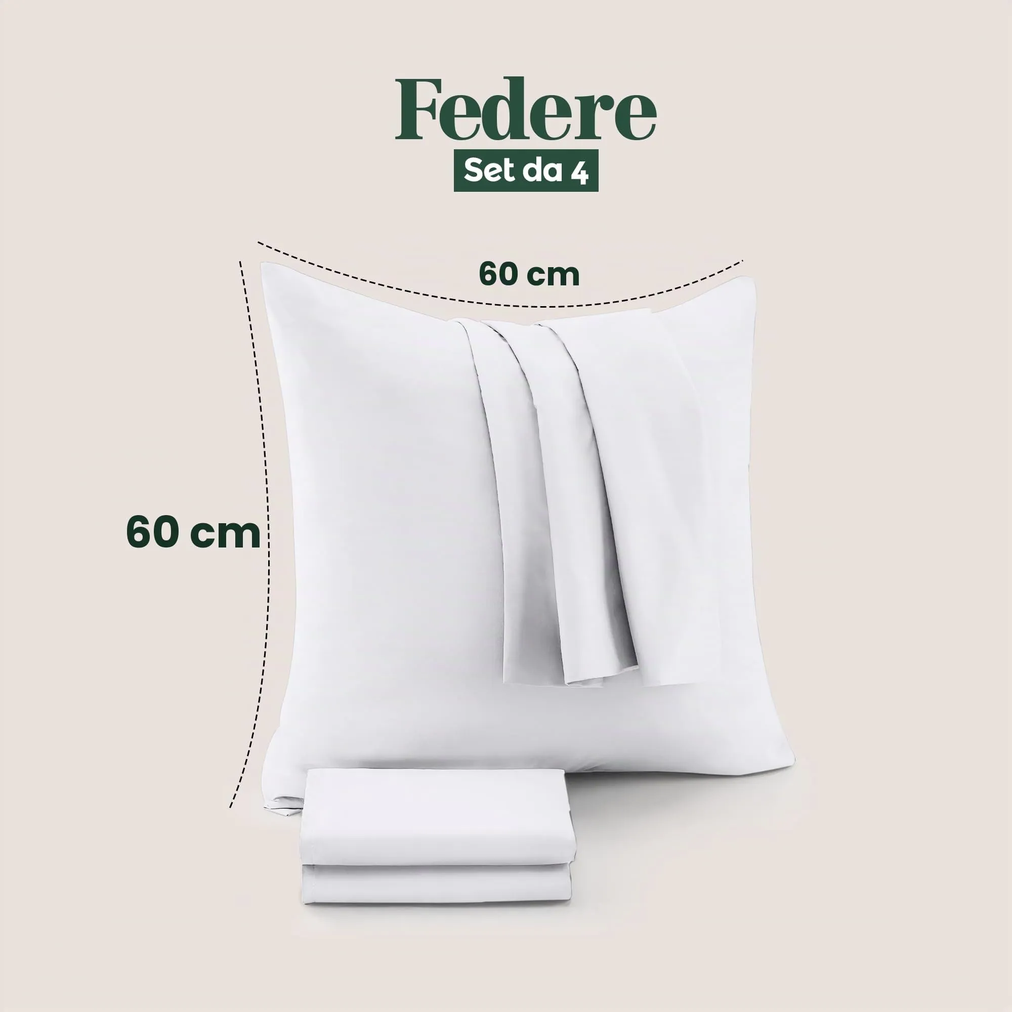 Utopia Bedding Set di 4 Copricuscino, 60 x 60 cm, Bianco - immagine 2