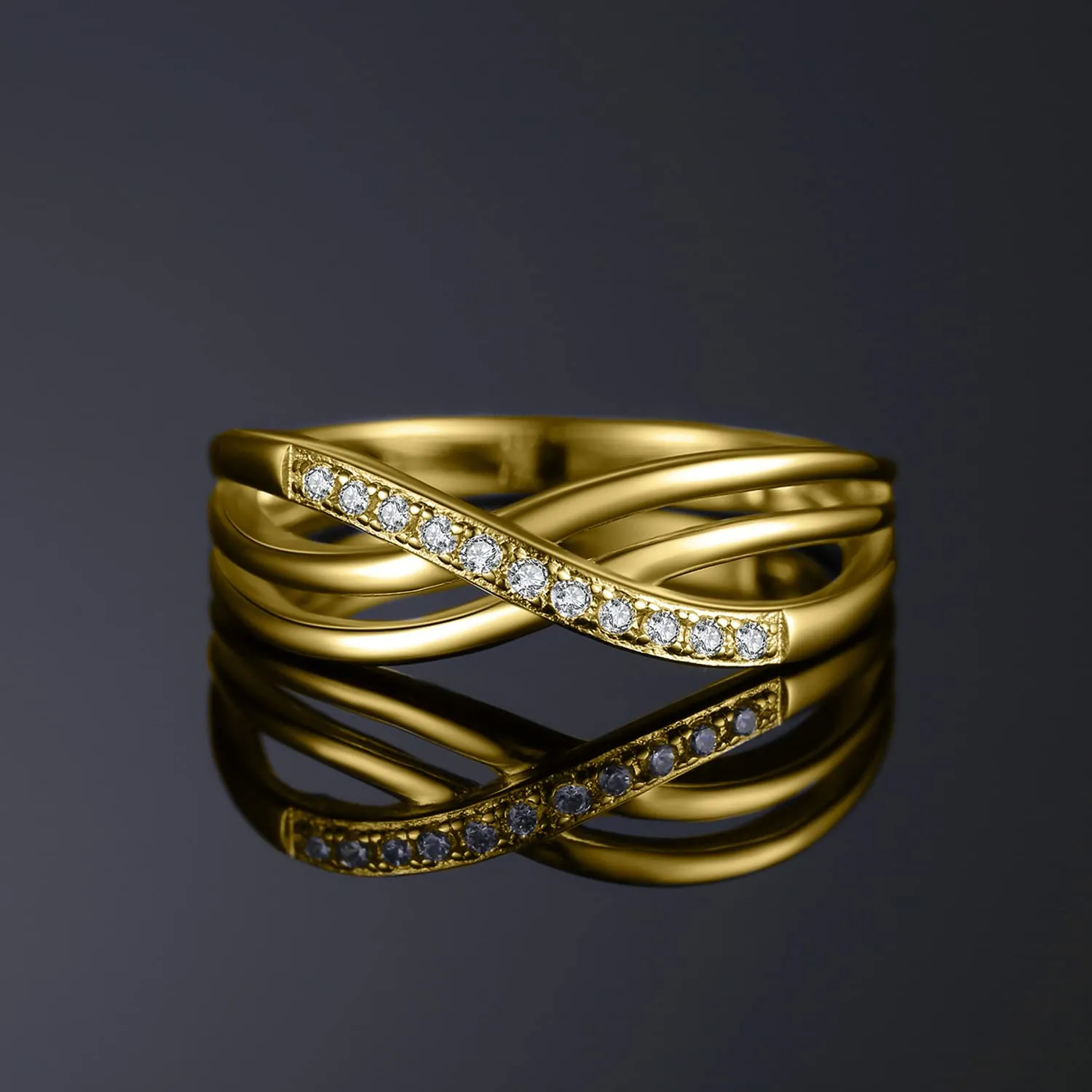 JewelryPalace Anello Donna Argento 925 Nodo Infinito con Diamante Simulato, Oro, Taglia 14.5 - immagine 2