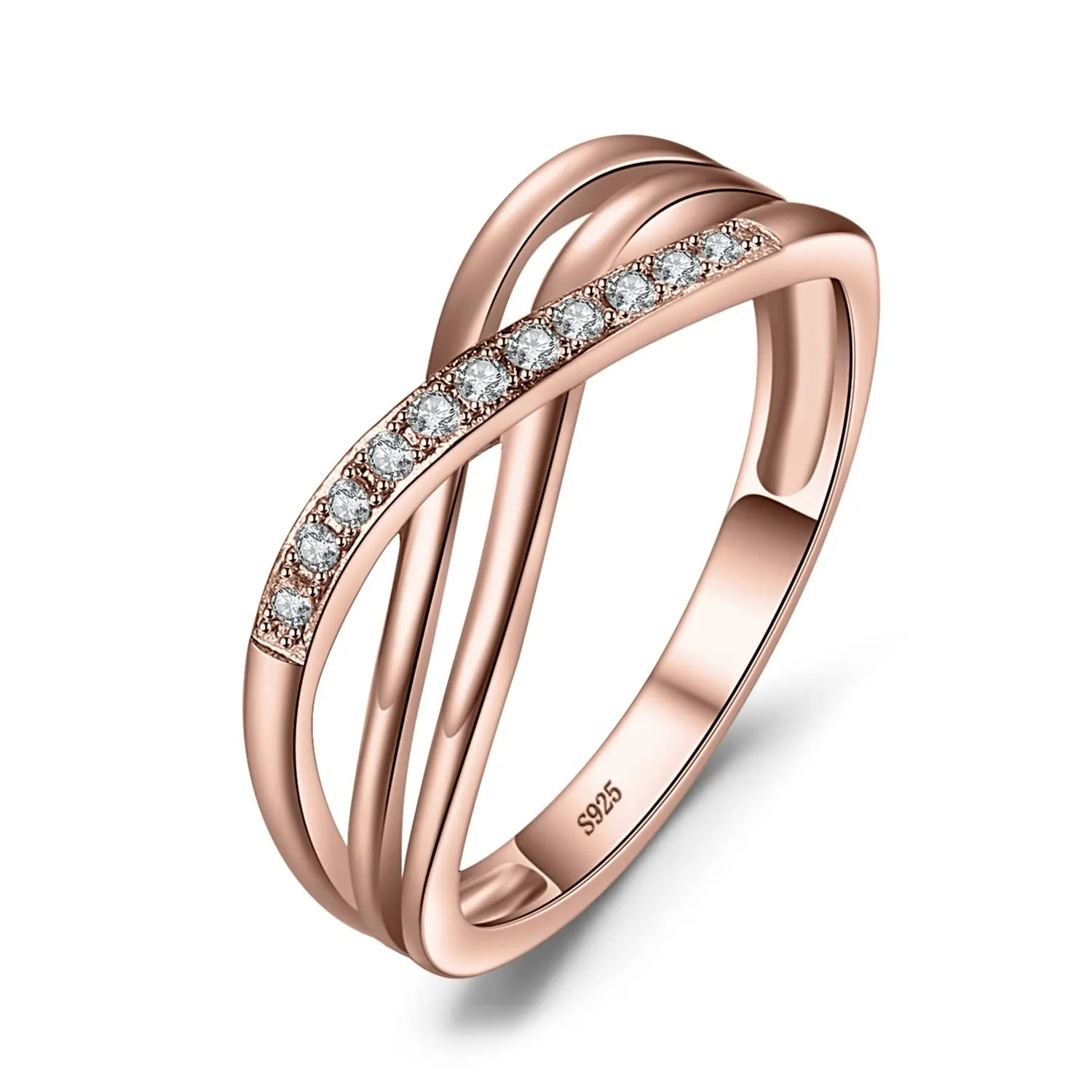 JewelryPalace Anello Donna Argento 925 Nodo Infinito con Diamante Simulato, Oro Rosa, Taglia 8 - immagine 1