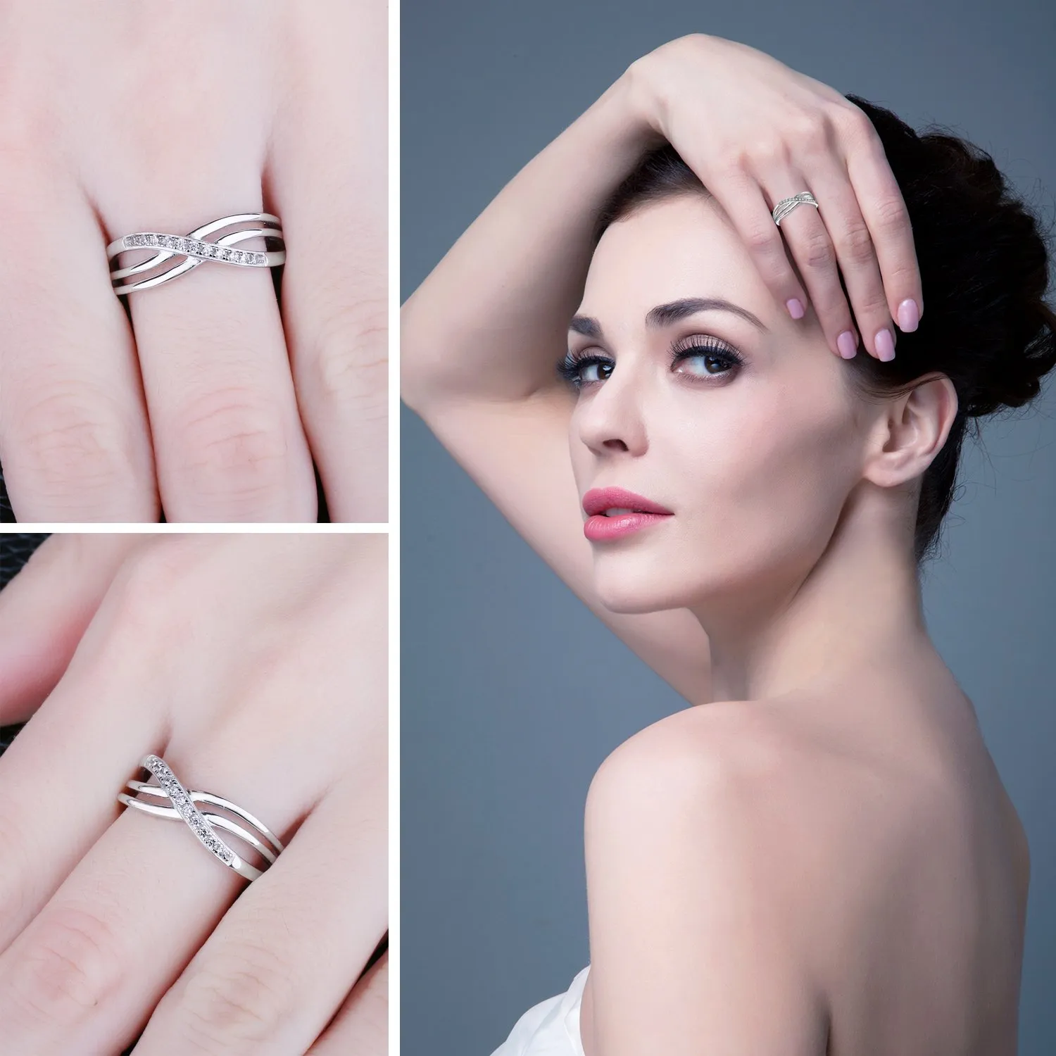 JewelryPalace Anello Donna Argento 925 Nodo Infinito con Diamante Simulato, Taglia 21 - immagine 4