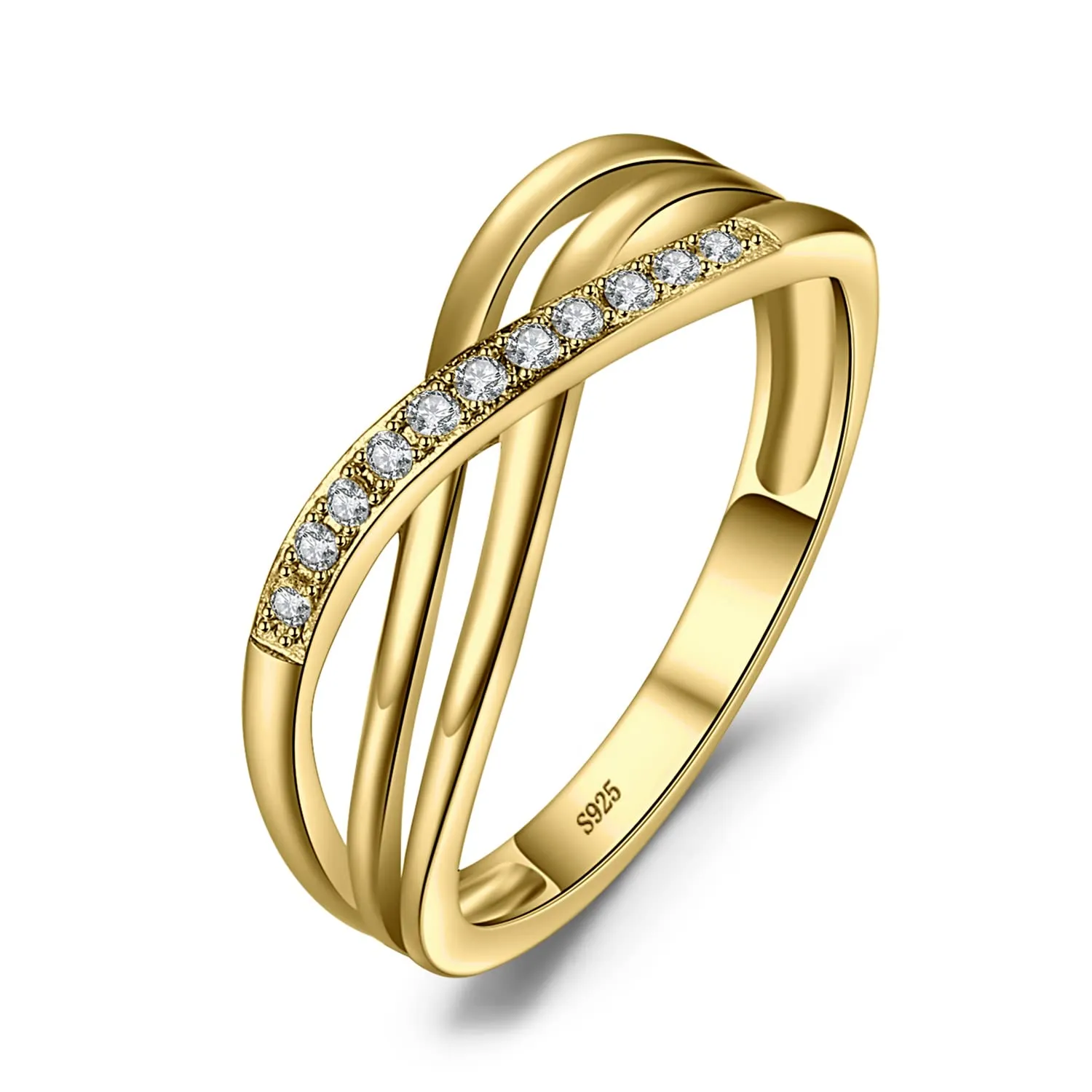 JewelryPalace Anello Donna in Argento 925 con Diamante Simulato, Design Nodo Infinito, Oro, Taglia 10.5 - immagine 1