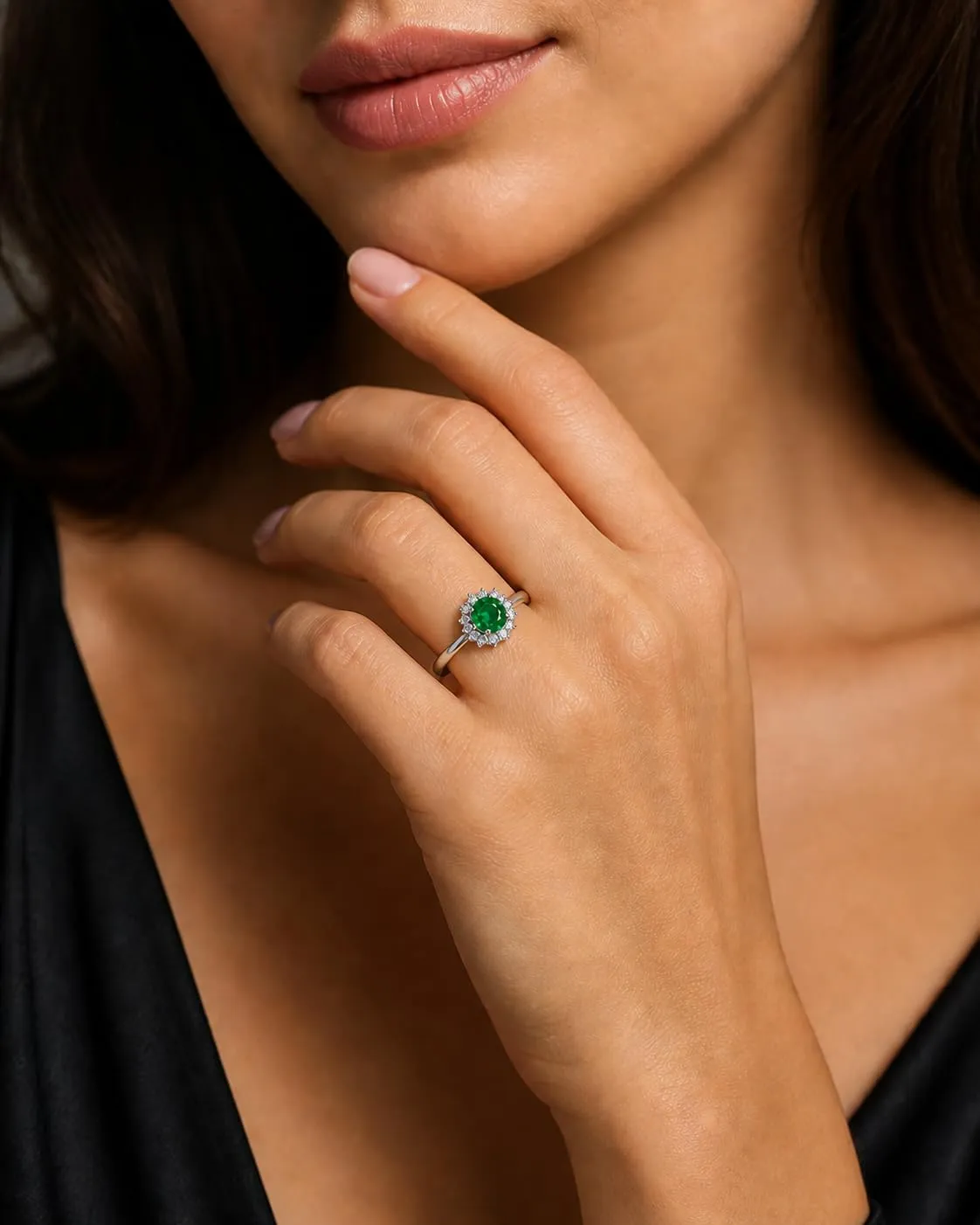 Saga Gioielli Anello Donna Regolabile in Acciaio Inox con Zircone Centrale e Cristalli (Verde) - immagine 2