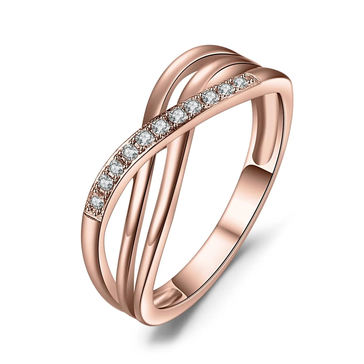 JewelryPalace Anello Donna Placcato Oro Rosa 14K, Nodo Infinito con Diamanti Simulati, Misura 18.5 - immagine 1