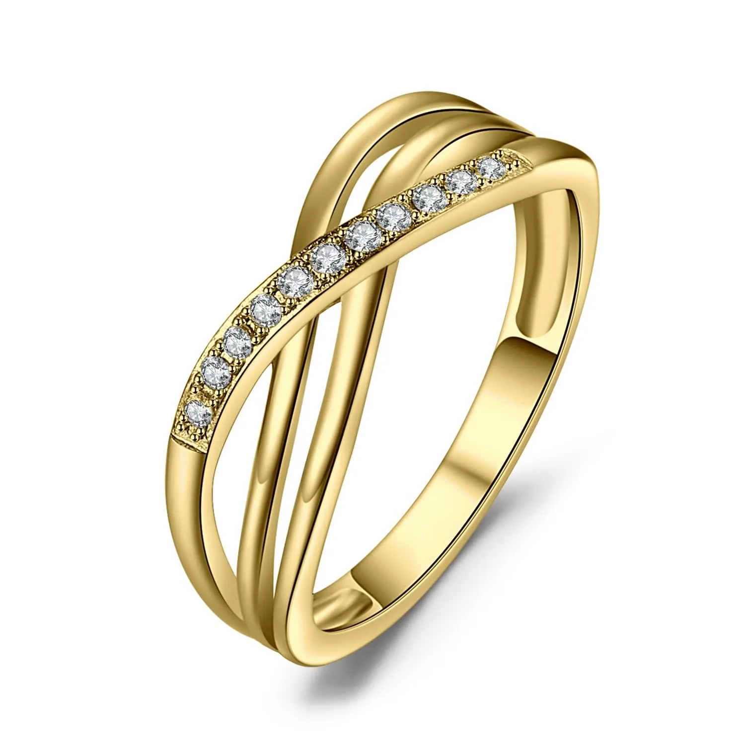 JewelryPalace Anello Donna Placcato Oro Giallo 14K, Nodo Infinito con Diamante Simulato, Fedina Fidanzamento e Matrimonio, Misura 21 - immagine 1