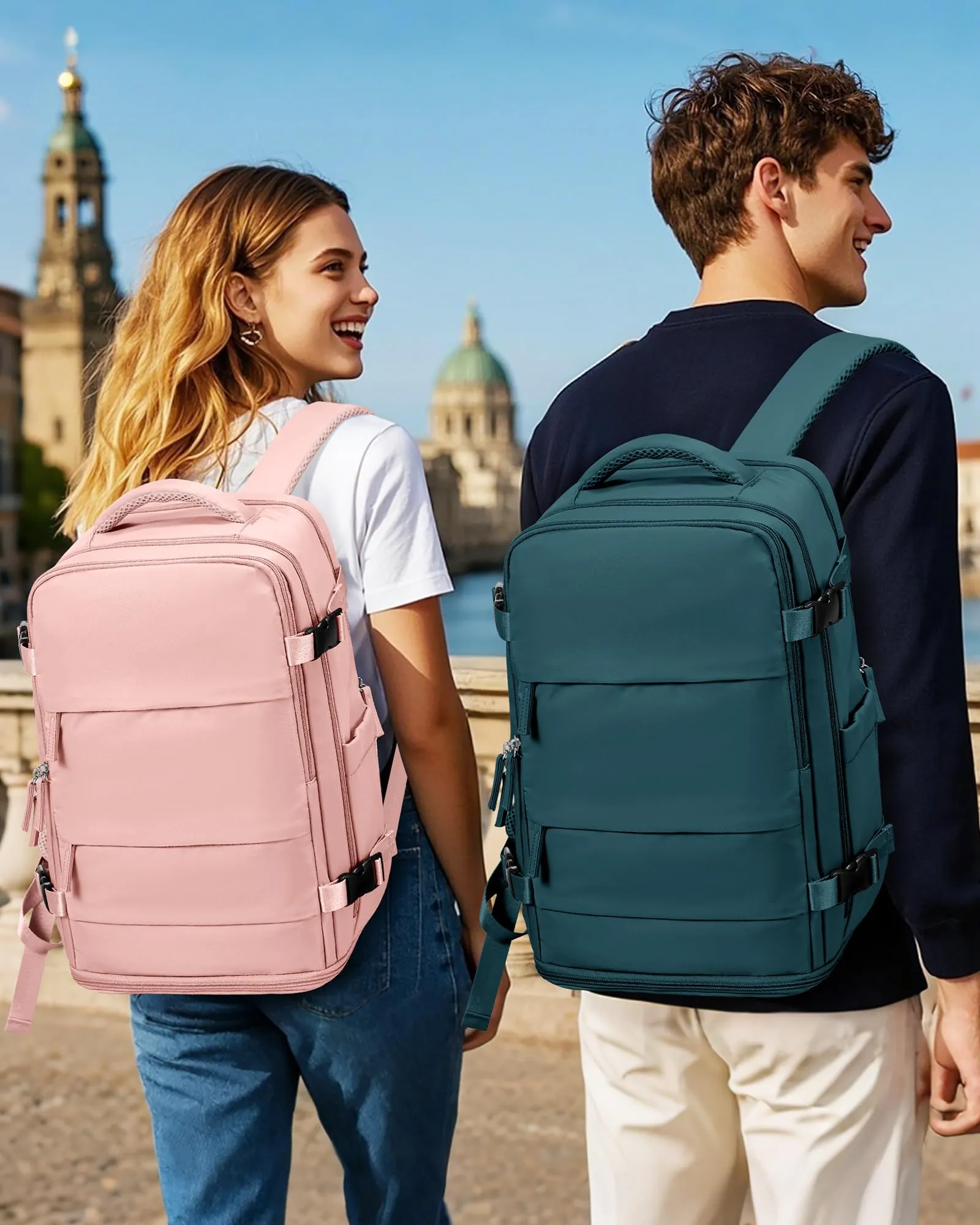 SZLX Zaino da Viaggio Sottovuoto con Pompa, Bagaglio a Mano 40x30x20 per Ryanair, Wizz Air, Easyjet, Scomparto Laptop 14 Pollici e Porta Scarpe - immagine 2