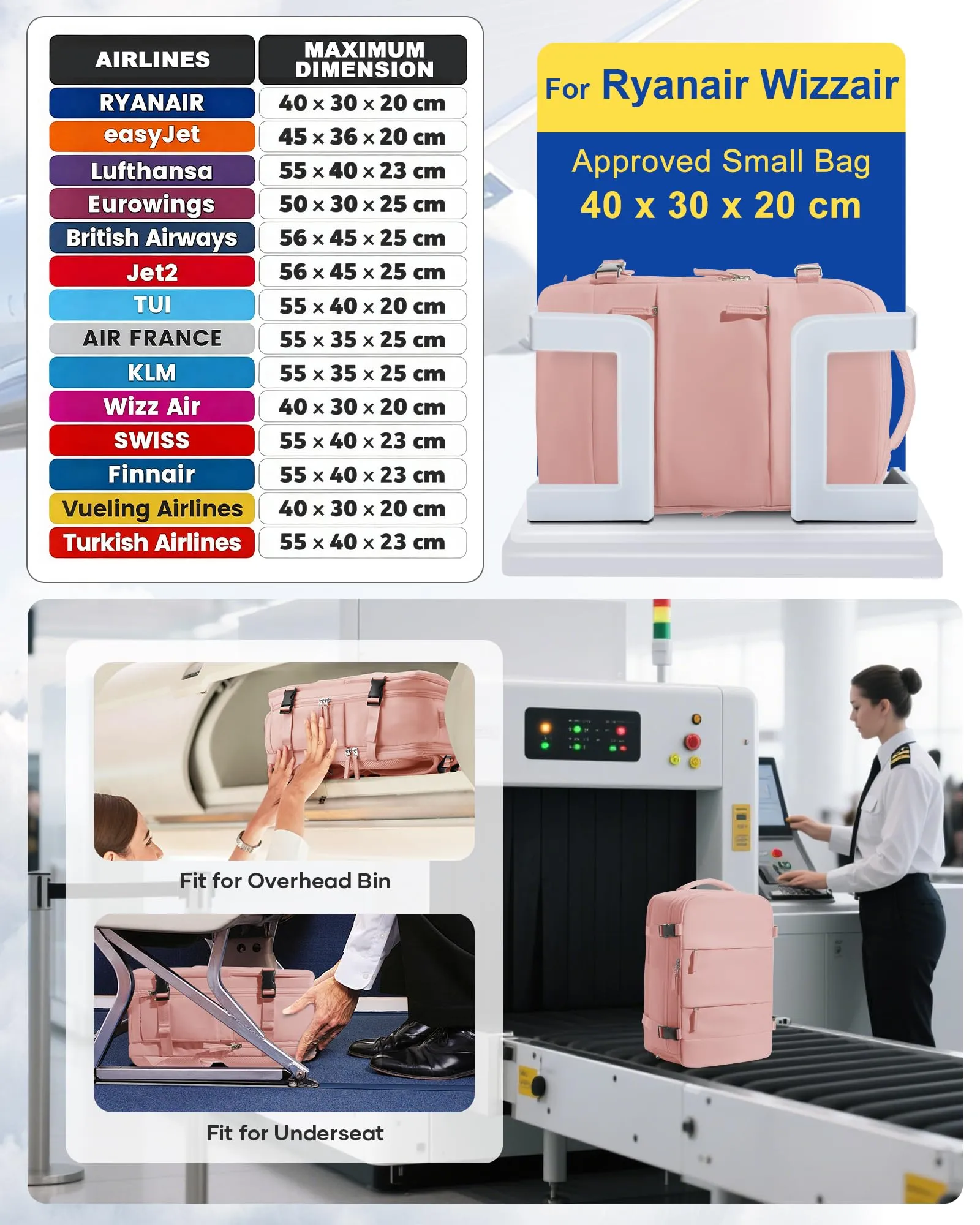 SZLX Zaino da Viaggio Sottovuoto con Pompa, Bagaglio a Mano 40x30x20 per Ryanair, Wizz Air, Easyjet, Scomparto Laptop 14 Pollici e Porta Scarpe - immagine 3