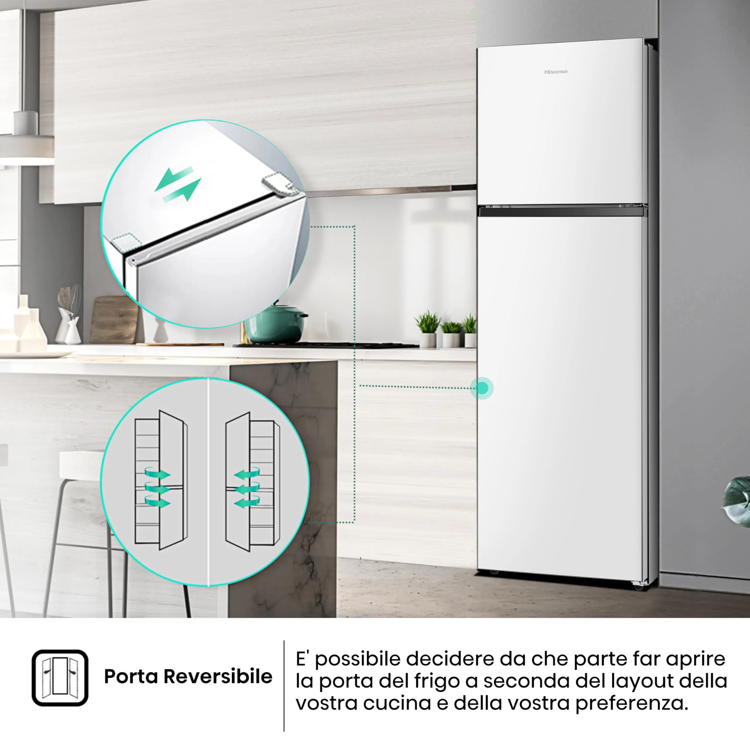 Hisense RT327N4AWE Frigorifero Doppia Porta Total No Frost, Multi Air Flow, 55 cm, Bianco, 249 L - immagine 5