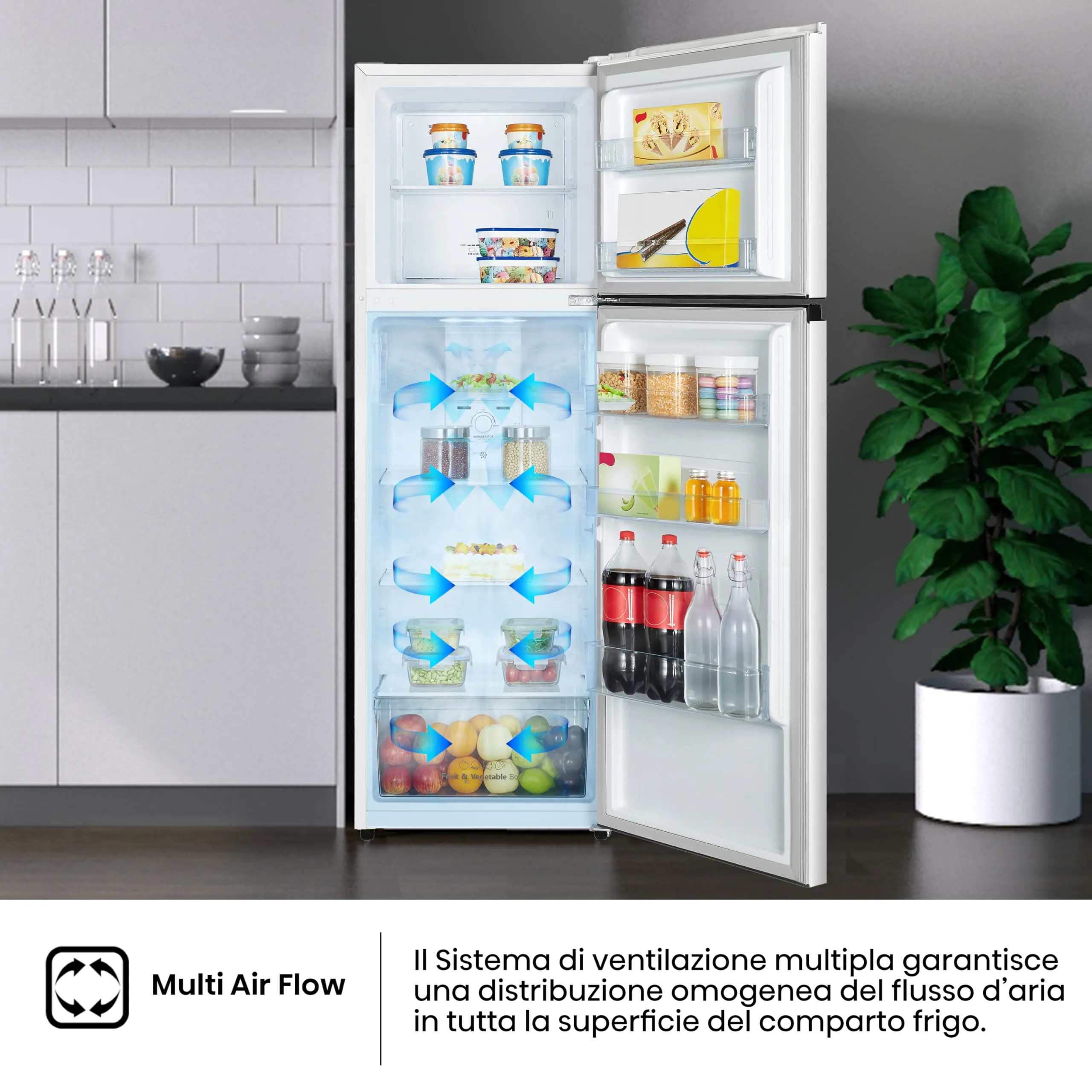 Hisense RT327N4AWE Frigorifero Doppia Porta Total No Frost, Multi Air Flow, 55 cm, Bianco, 249 L - immagine 7