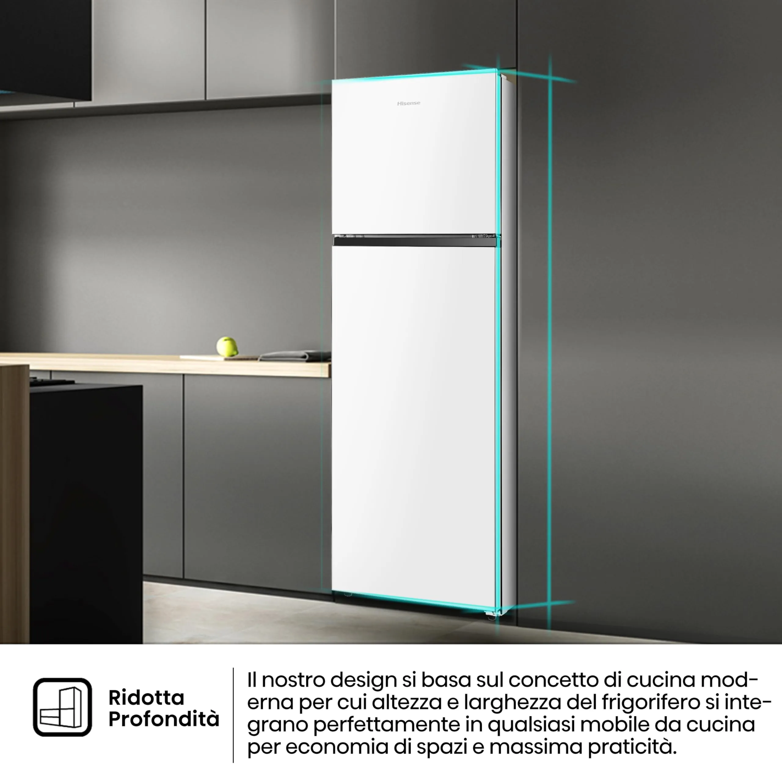 Hisense RT327N4AWE Frigorifero Doppia Porta Total No Frost, Multi Air Flow, 55 cm, Bianco, 249 L - immagine 8