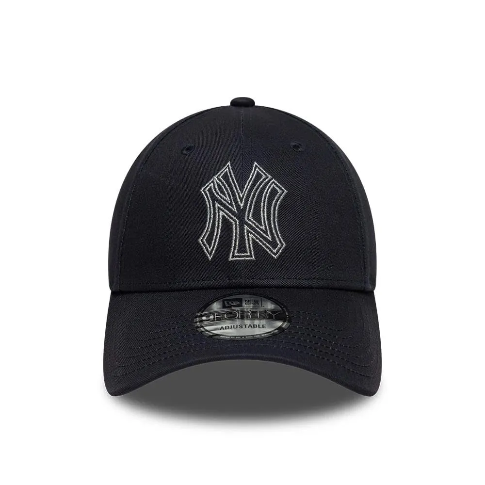 New Era New York Yankees Metallic Outline 9Forty Adjustable Cap - Navy - immagine 2