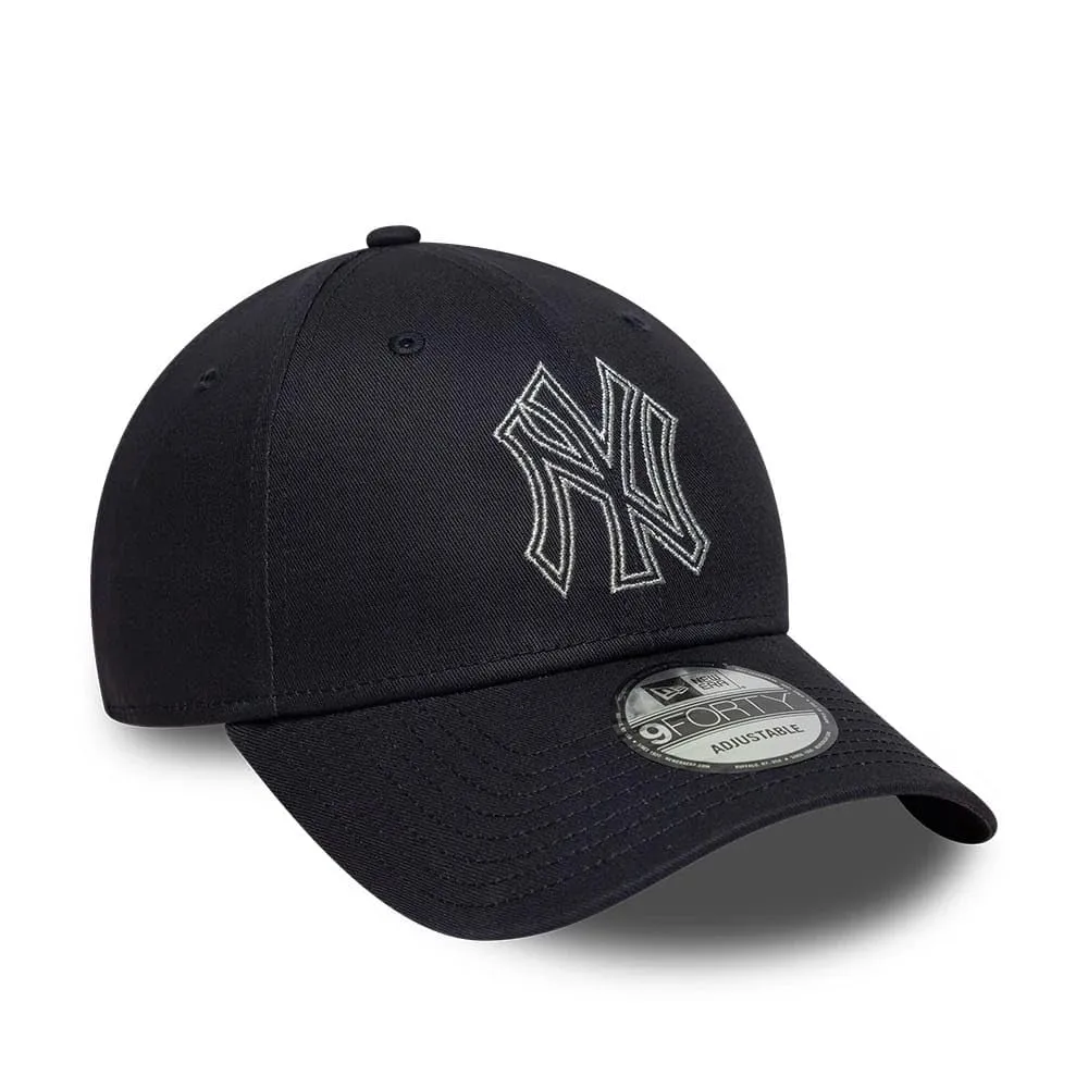 New Era New York Yankees Metallic Outline 9Forty Adjustable Cap - Navy - immagine 3
