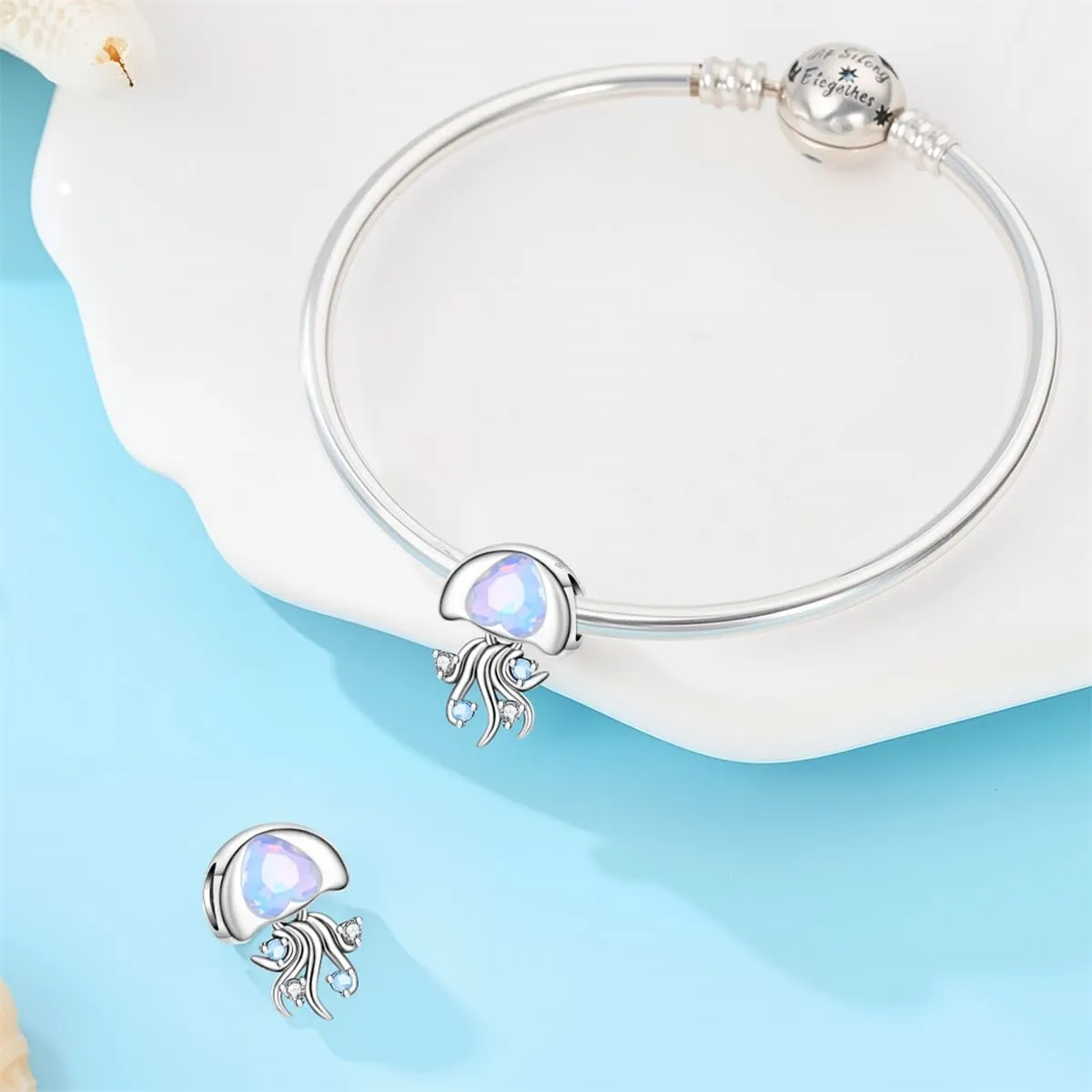 TINSLO Bead Charm in Argento Sterling 925 con Cubic Zirconia per Braccialetti e Collane Europei - immagine 3