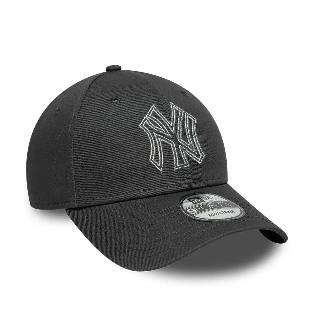 New Era New York Yankees Metallic Outline 9Forty Adjustable Cap - Anthracite - immagine 3