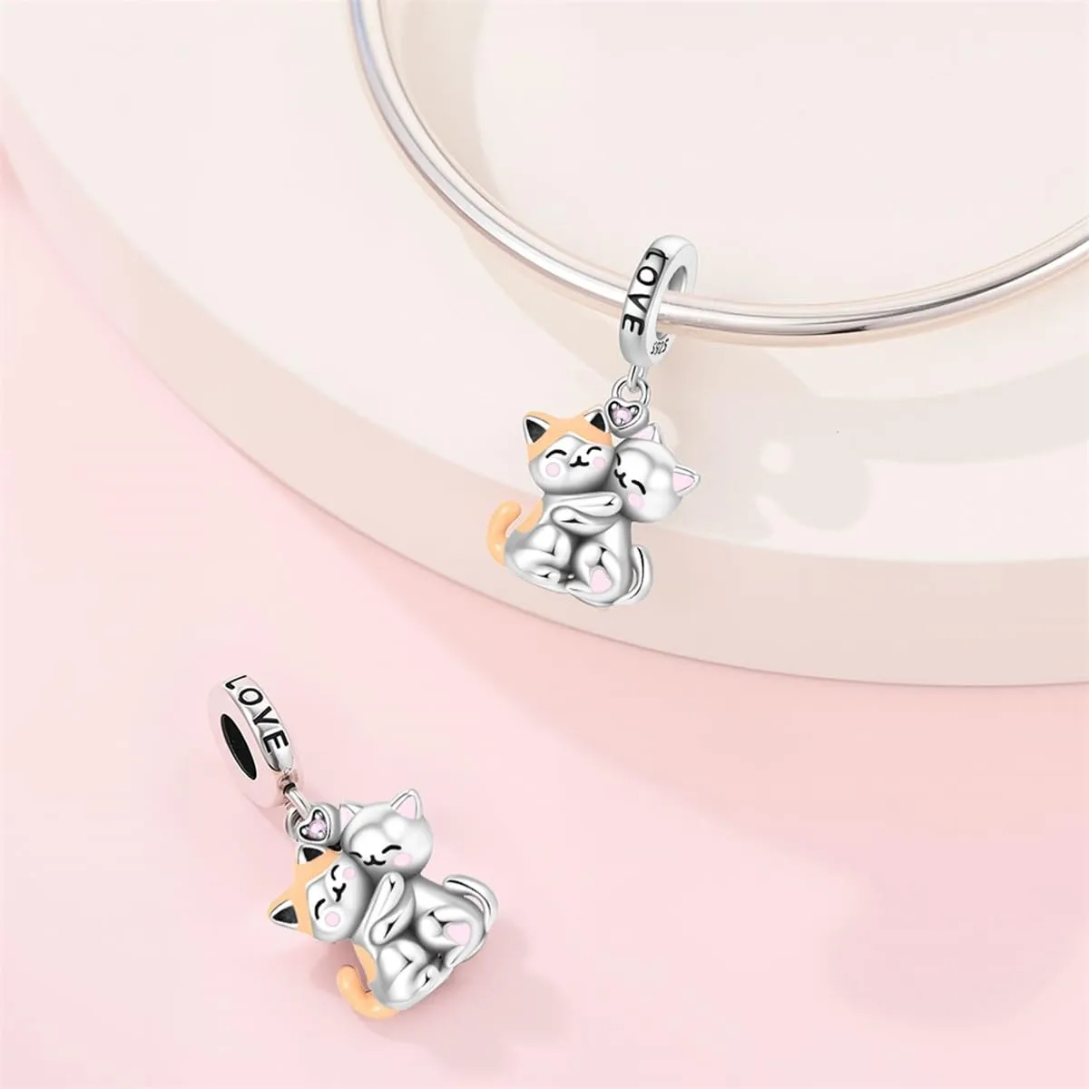 TINSLO Bead Charm Ciondolo Argento Sterling 925 con Cubic Zirconia per Braccialetti e Collane Europei - immagine 2