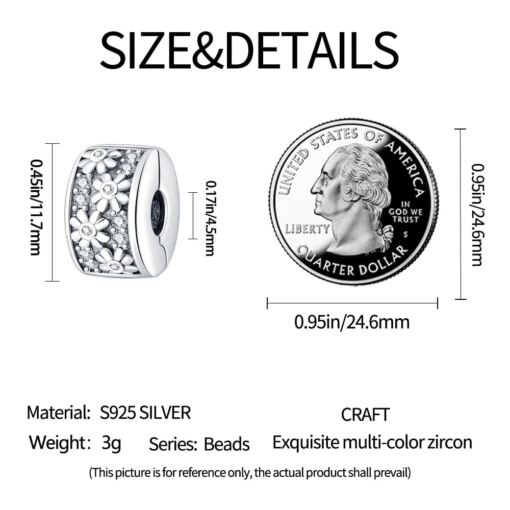 TINSLO Bead Charm Argento Sterling 925 con Cubic Zirconia per Braccialetti e Collane Europei - immagine 5