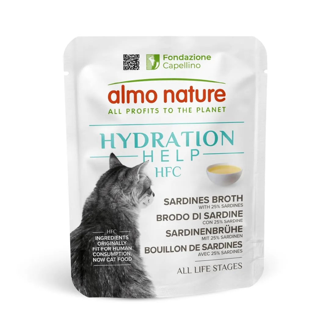 Almo Nature HFC Hydration Help Alimento Umido per Gatti, Brodo di Sardine con Sardine, 50g, Confezione da 24 - immagine 1