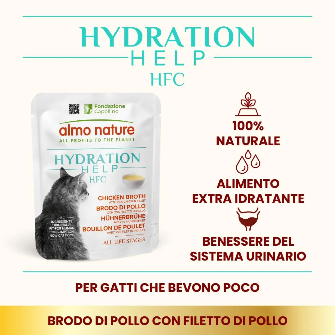 Almo Nature HFC Hydration Help Alimento Umido per Gatti - Brodo di Pollo e Filetto di Pollo, 50g - immagine 2