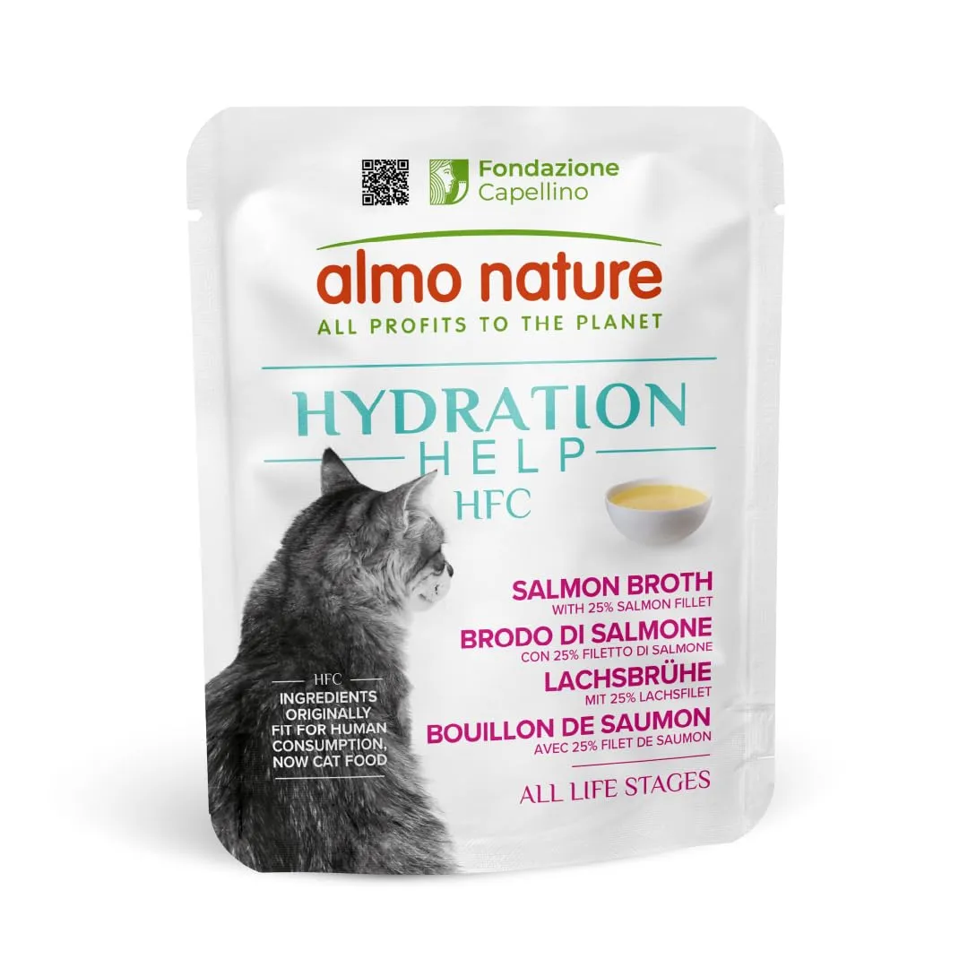 Almo Nature HFC Hydration Help Brodo di Salmone e Filetto di Salmone, 50g, Confezione da 24 - immagine 1