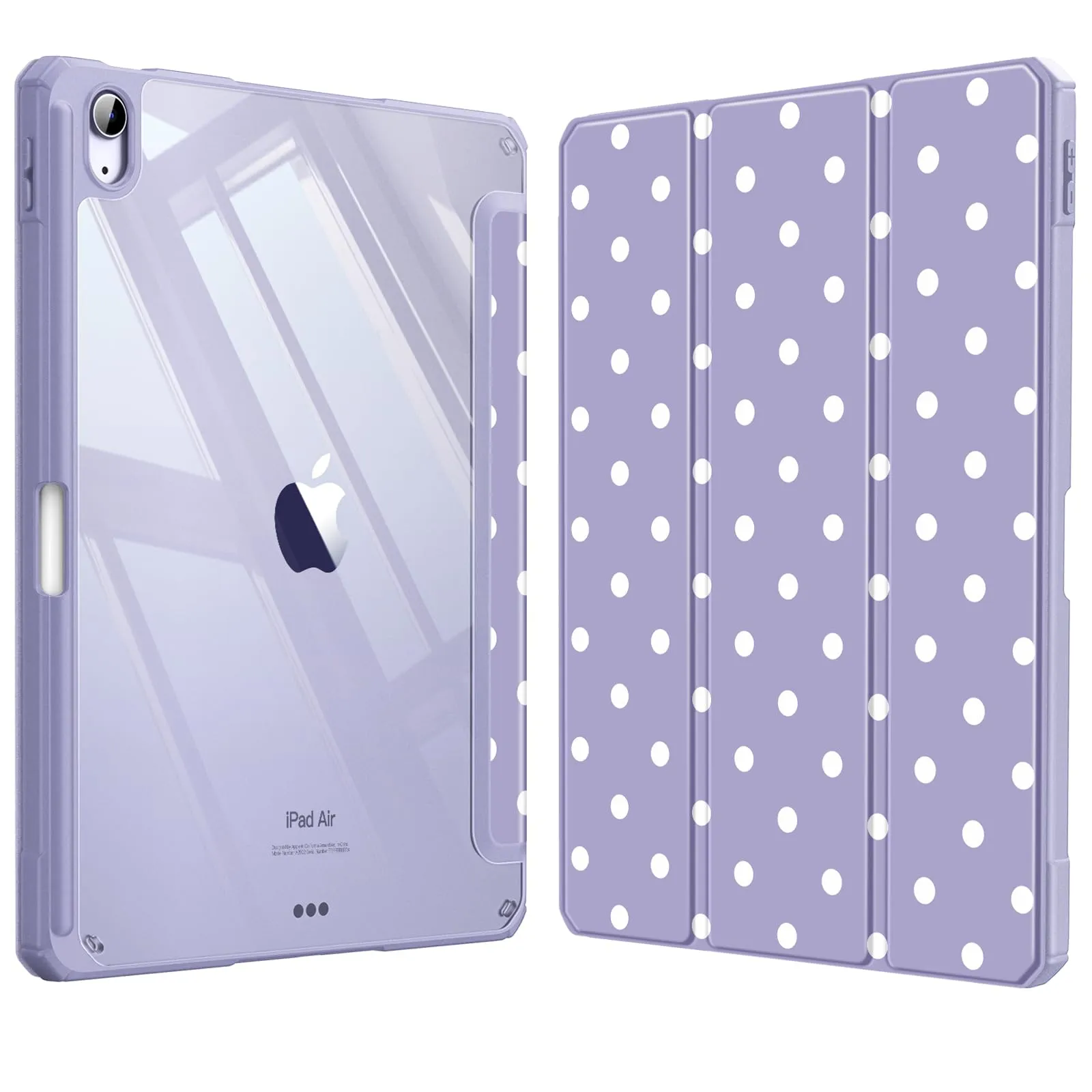FINTIE Cover per iPad Air 11" (M4/M3/M2 2024-2026) e iPad Air 10,9" (4a/5a Gen), Pois Lilla - immagine 1