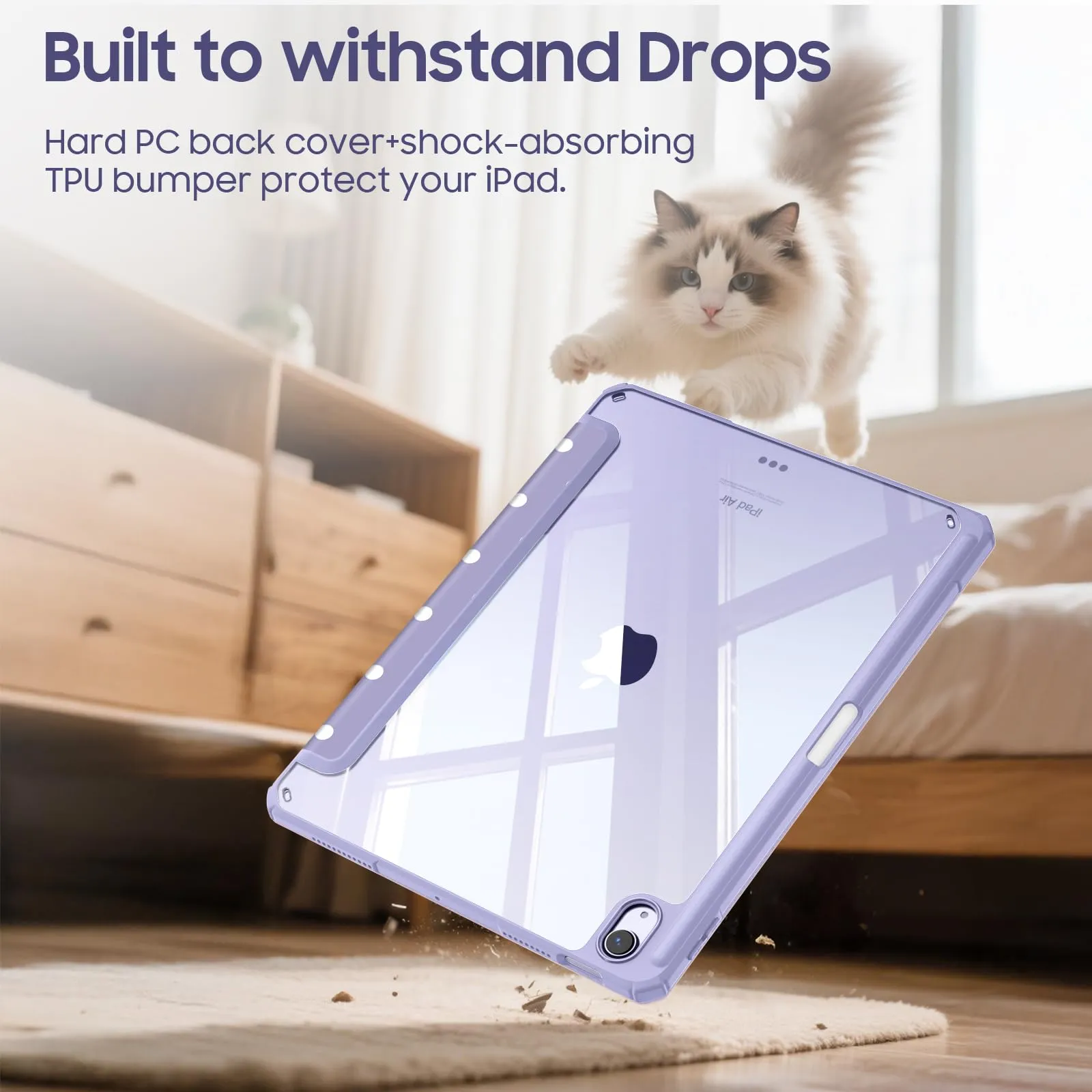 FINTIE Cover per iPad Air 11" (M4/M3/M2 2024-2026) e iPad Air 10,9" (4a/5a Gen), Pois Lilla - immagine 7