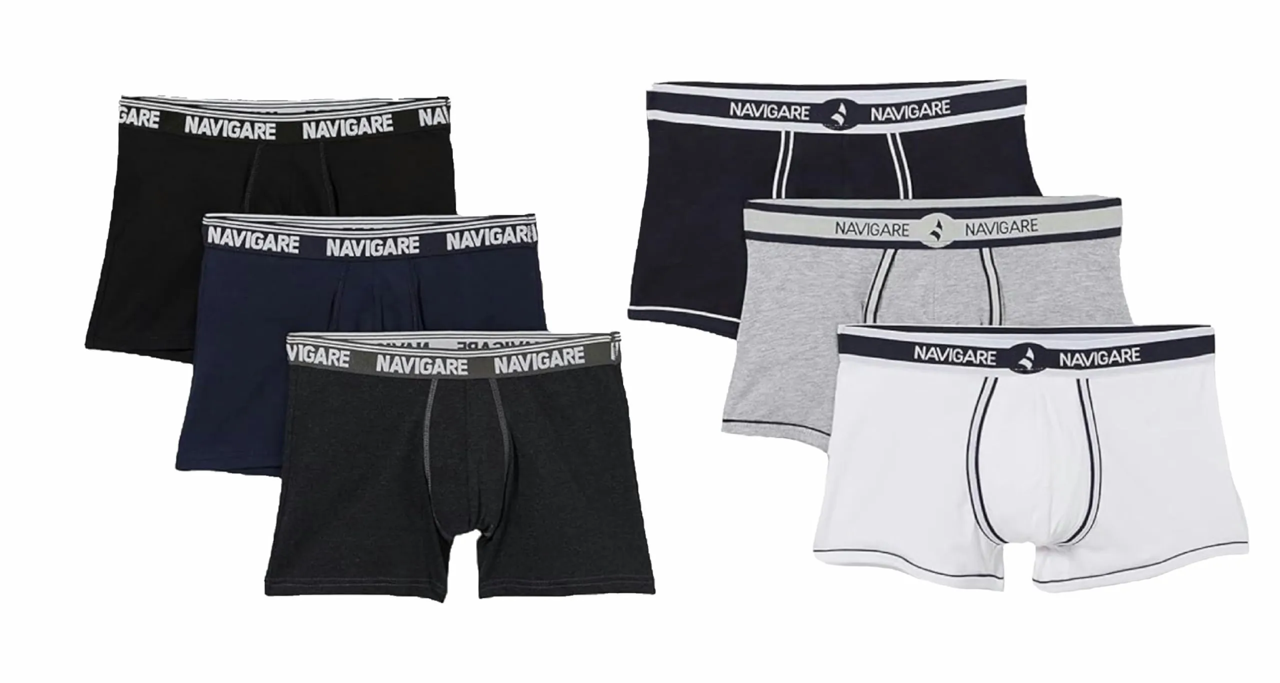Navigare Boxer Uomo 6 Pezzi Grigio/Nero/Navi (M) Tinta Unita Leggero - immagine 1