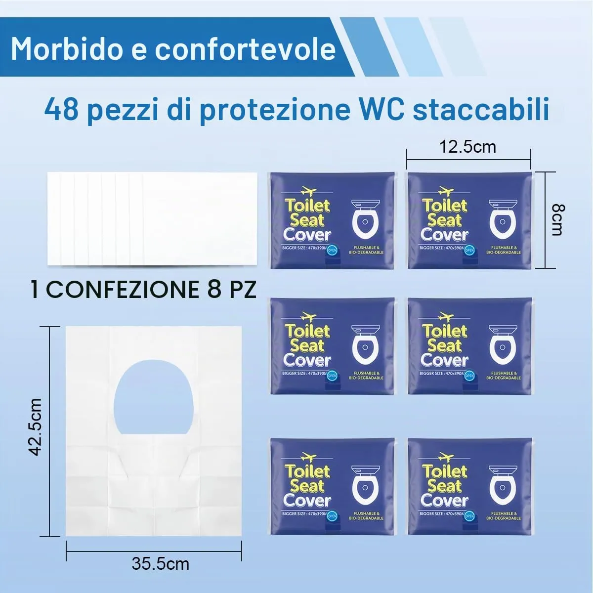 Romon Copriwater Usa e Getta, 48 Pezzi, 47 x 39cm - immagine 3