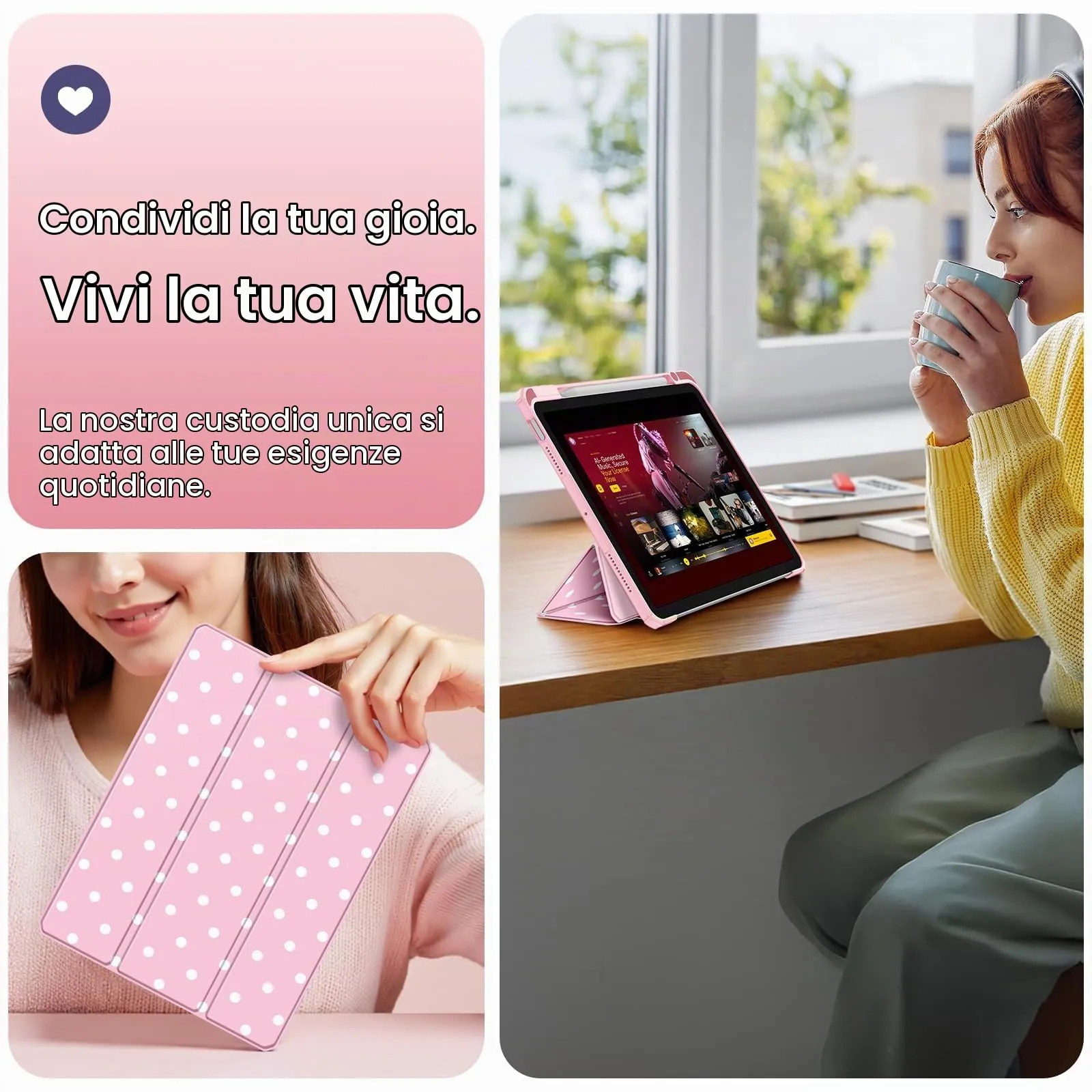 FINTIE Cover for iPad Air 11" M4/M3/M2 (2024-2026) and iPad Air 5th & 4th Gen 10.9" (Pois Pink) - immagine 5