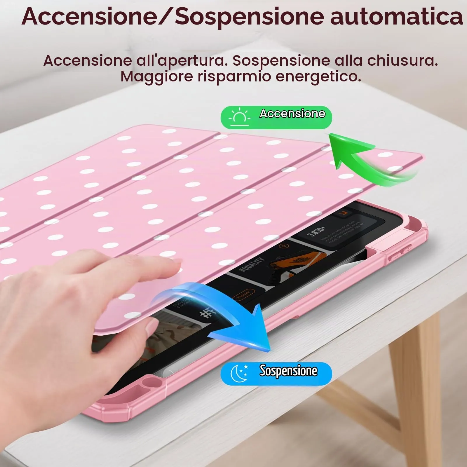 FINTIE Cover for iPad Air 11" M4/M3/M2 (2024-2026) and iPad Air 5th & 4th Gen 10.9" (Pois Pink) - immagine 8