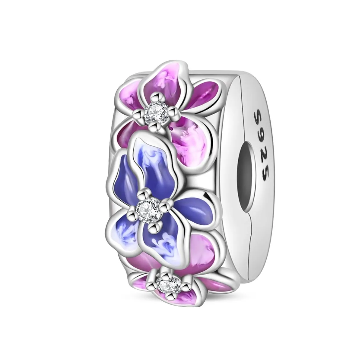 TINSLO Bead Charm in Argento Sterling 925 con Cubic Zirconia, Compatibile con Braccialetti e Collane Pandora e Europei - immagine 1