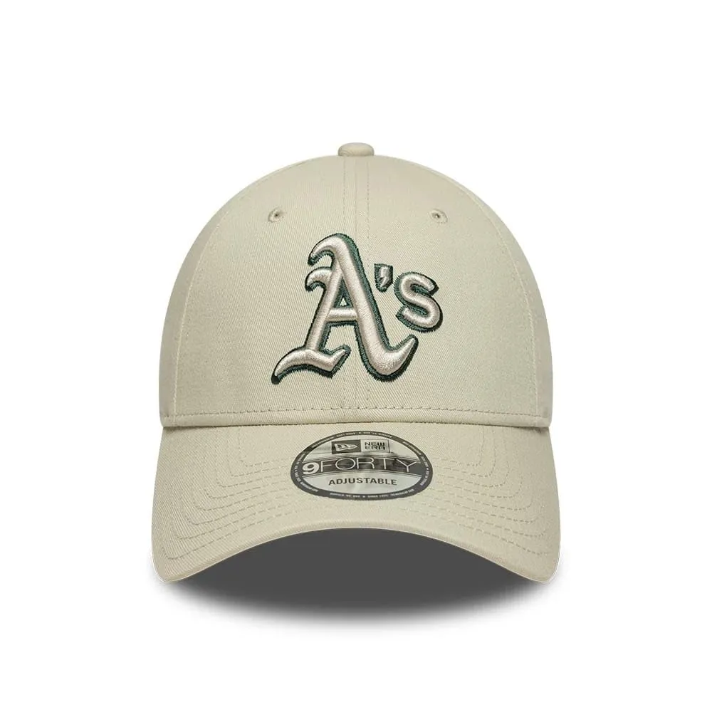New Era Oakland Athletics Team Outline 9Forty Cap - Beige Chiaro - immagine 2