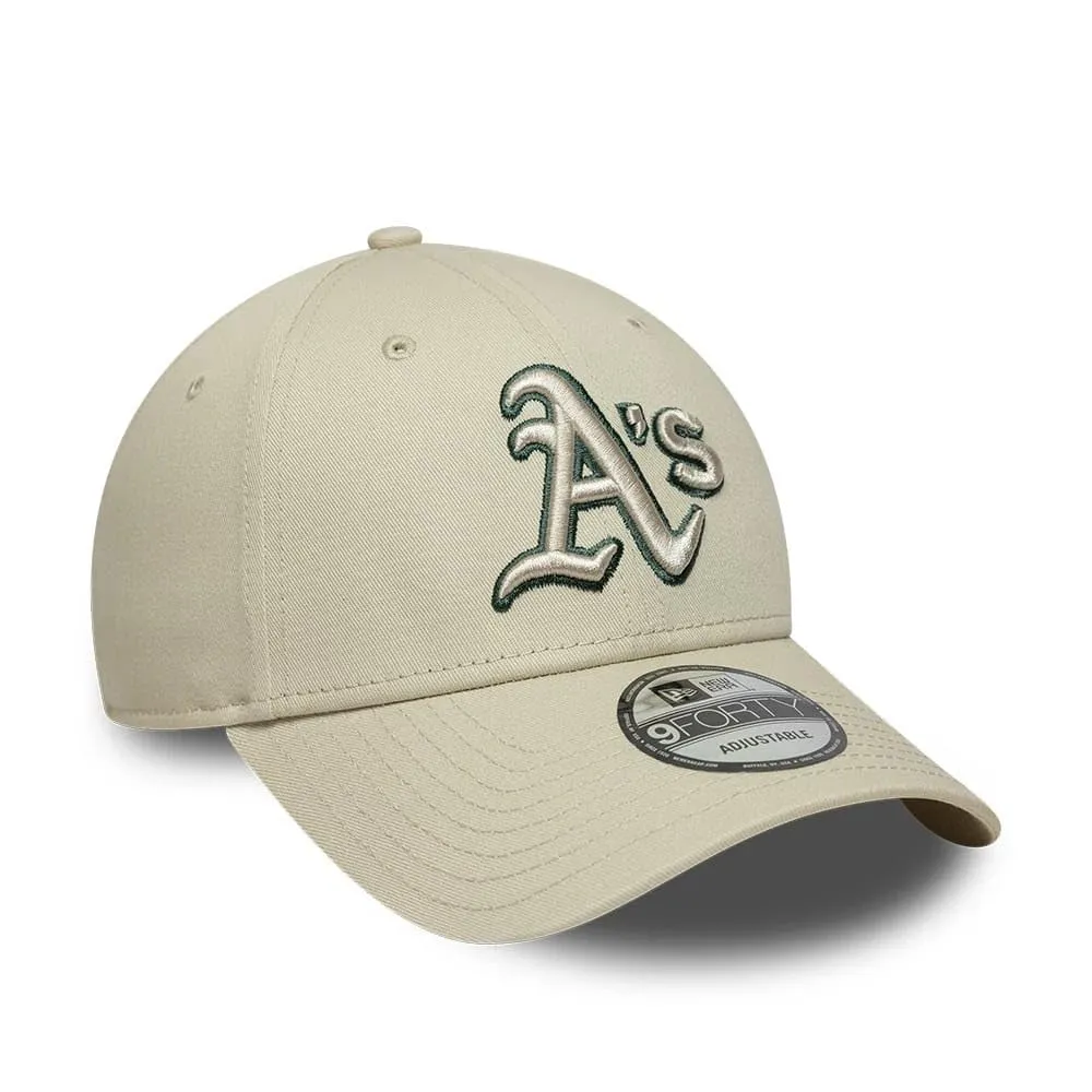 New Era Oakland Athletics Team Outline 9Forty Cap - Beige Chiaro - immagine 3