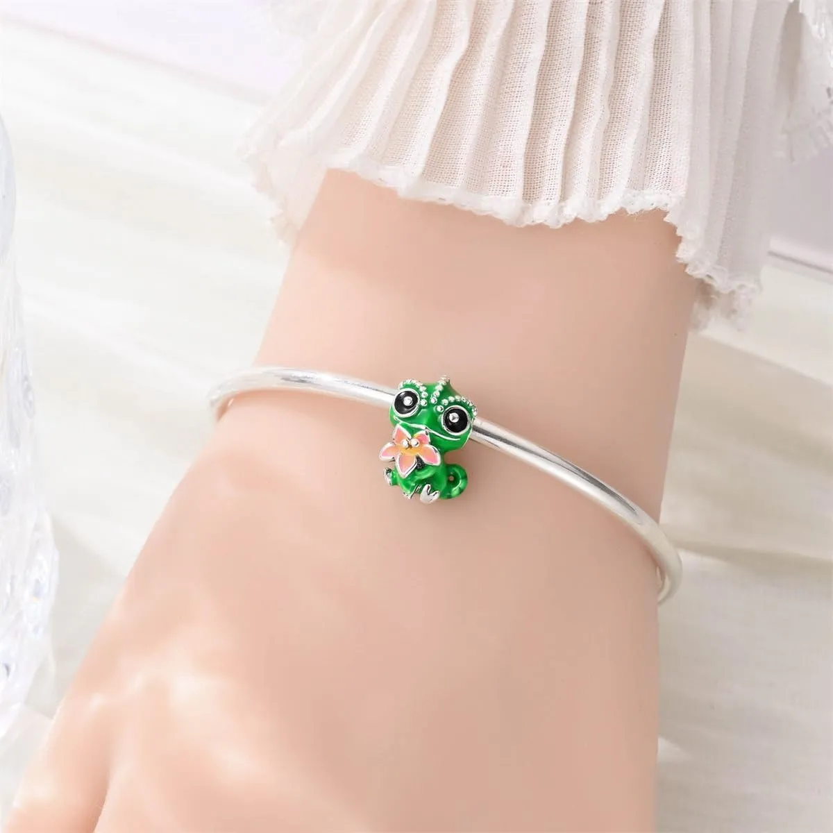 TINSLO Bead Charm in Argento Sterling 925 con Cubic Zirconia per Braccialetti e Collane Europee - immagine 5