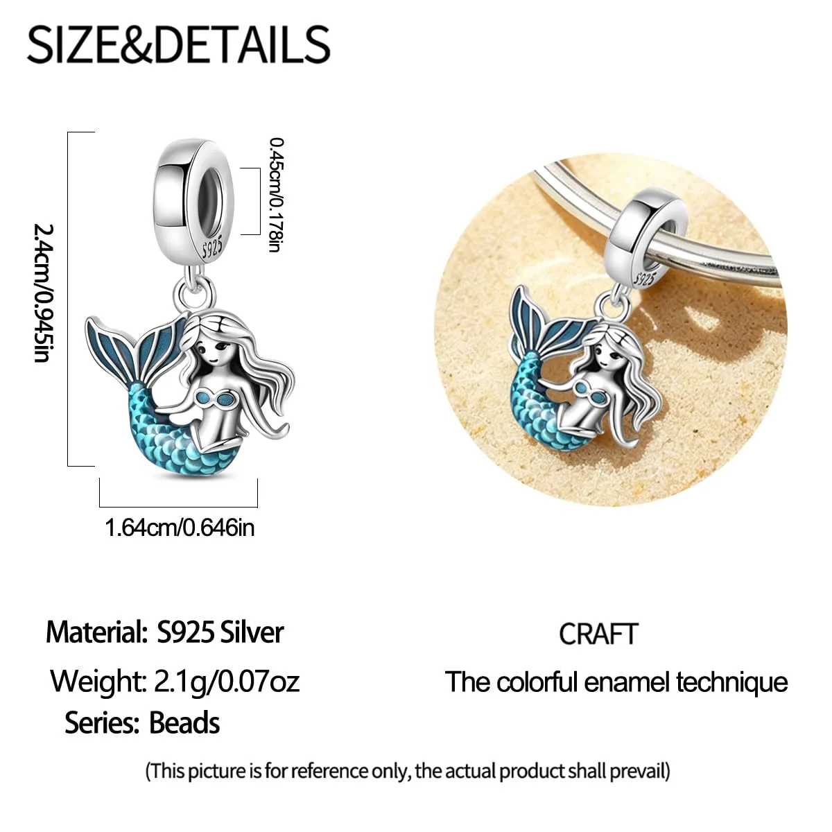 TINSLO Bead Charm Argento Sterling 925 con Cubic Zirconia per Braccialetti e Collane Europei - immagine 5