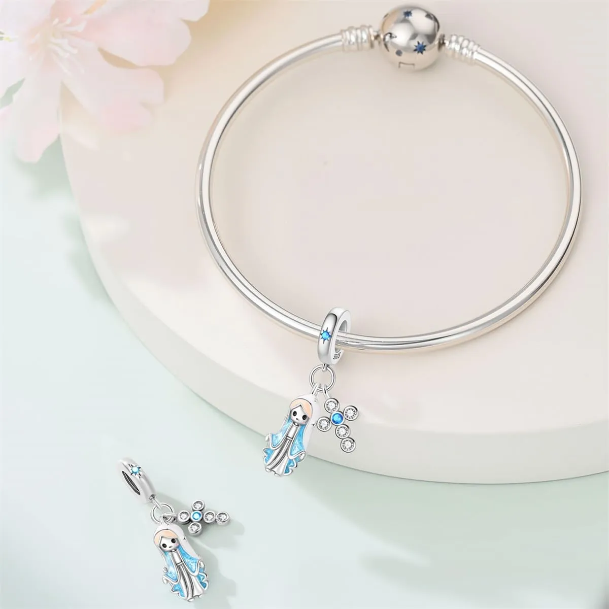 TINSLO Bead Charm Ciondolo Argento Sterling 925 con Cubic Zirconia per Braccialetti e Collane Europei - immagine 3