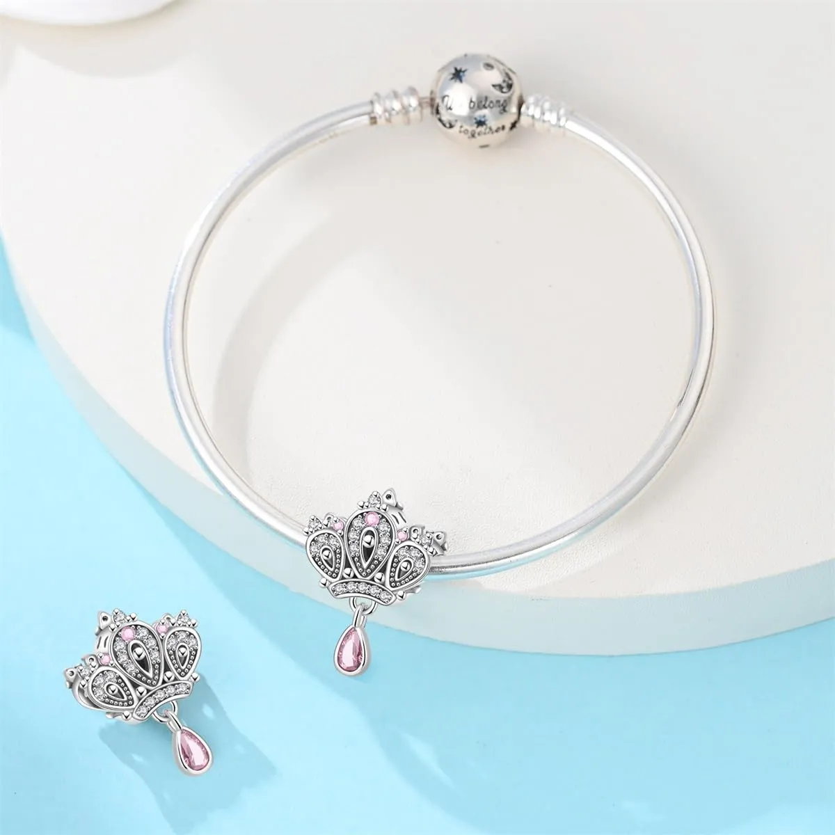 TINSLO Bead Charm in Argento Sterling 925 con Cubic Zirconia, Compatibile con Braccialetti e Collane Pandora e Europei - immagine 3