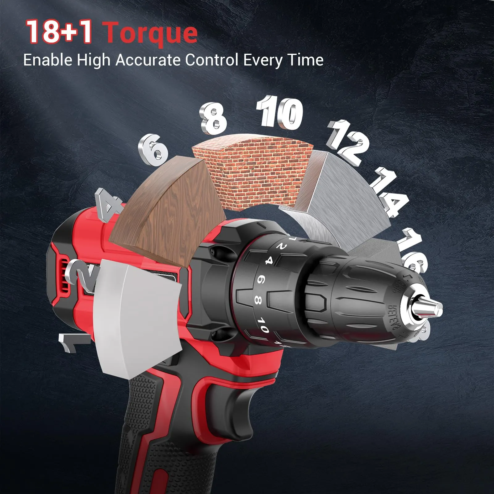 BETENST Avvitatore a Batteria 21V, Trapano 2000mAh, 18+1 Coppia, 2 Velocità, LED - immagine 2