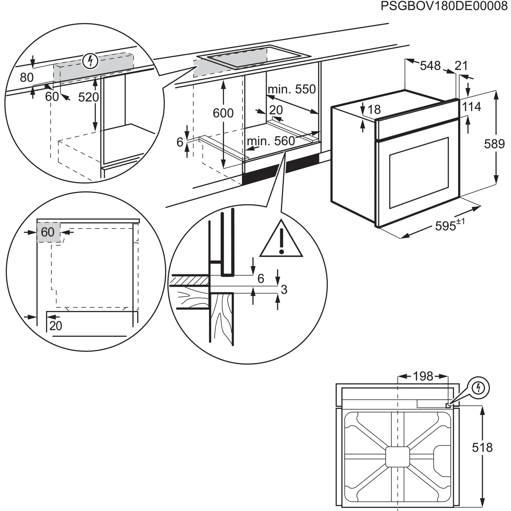 Electrolux Forno Multifunzione da Incasso 300 72L EOH2H04K Nero - immagine 8
