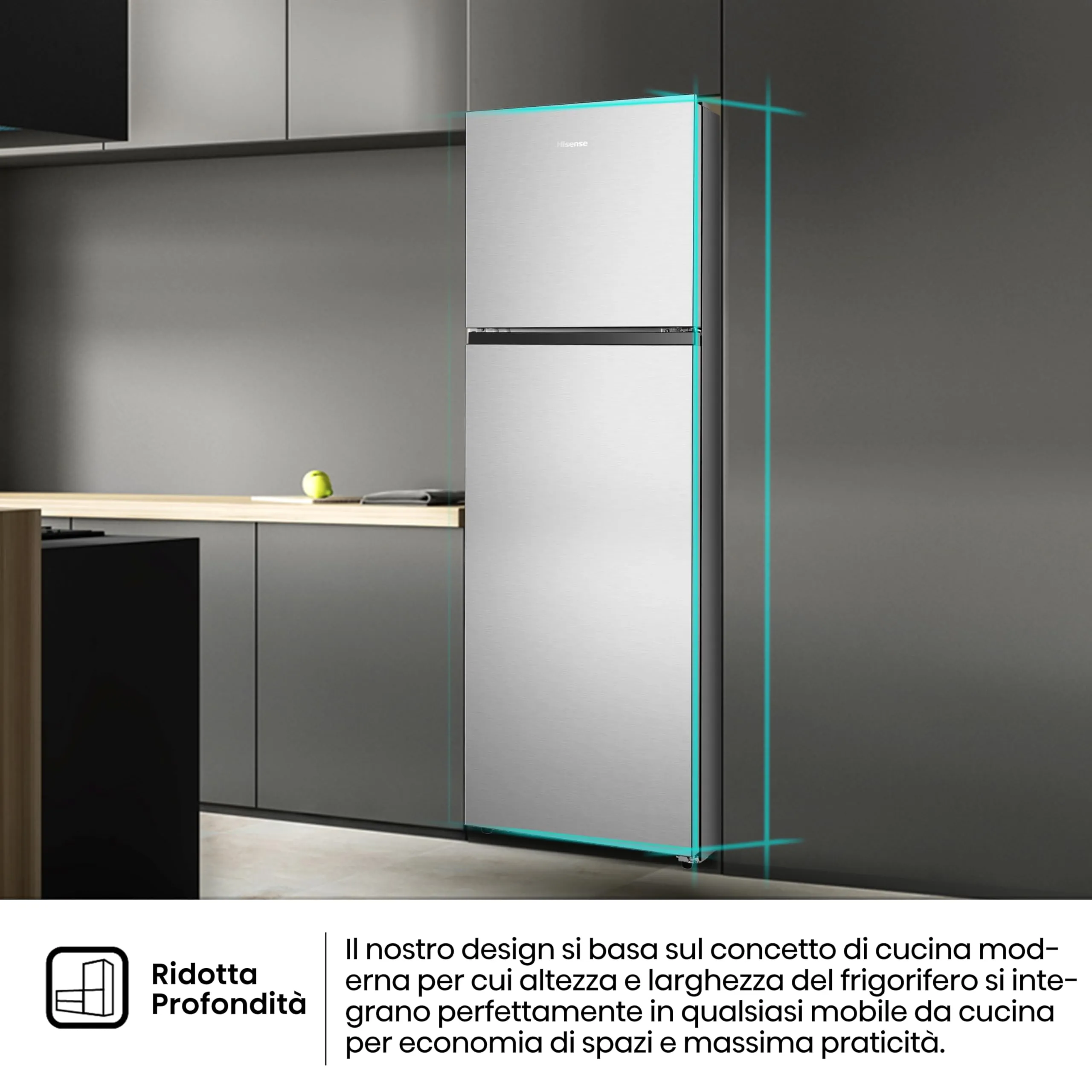 Hisense RT327N4ACE Frigorifero Doppia Porta Total No Frost Multi Air Flow, 55 cm, Inox, 249 L - immagine 6