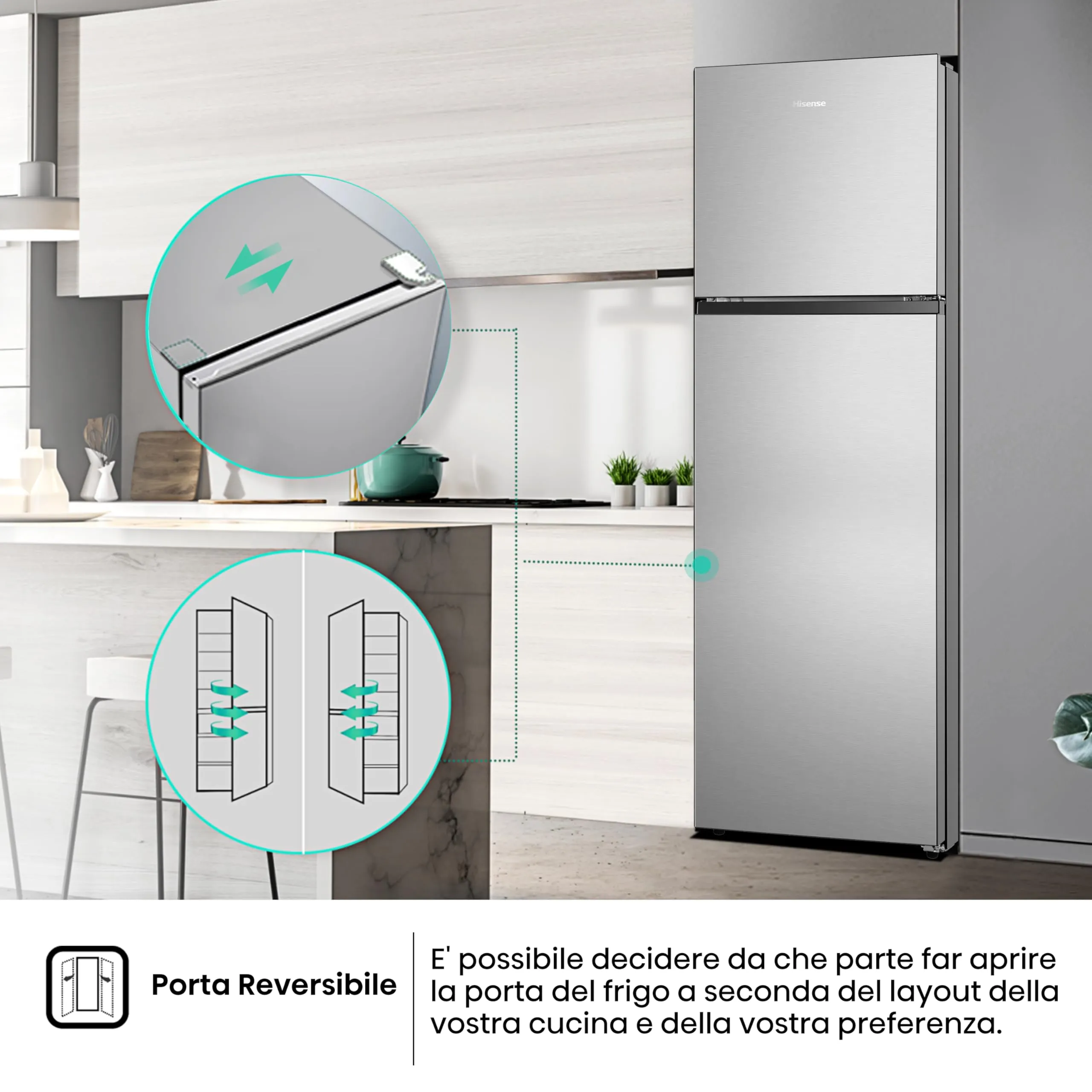 Hisense RT327N4ACE Frigorifero Doppia Porta Total No Frost Multi Air Flow, 55 cm, Inox, 249 L - immagine 7
