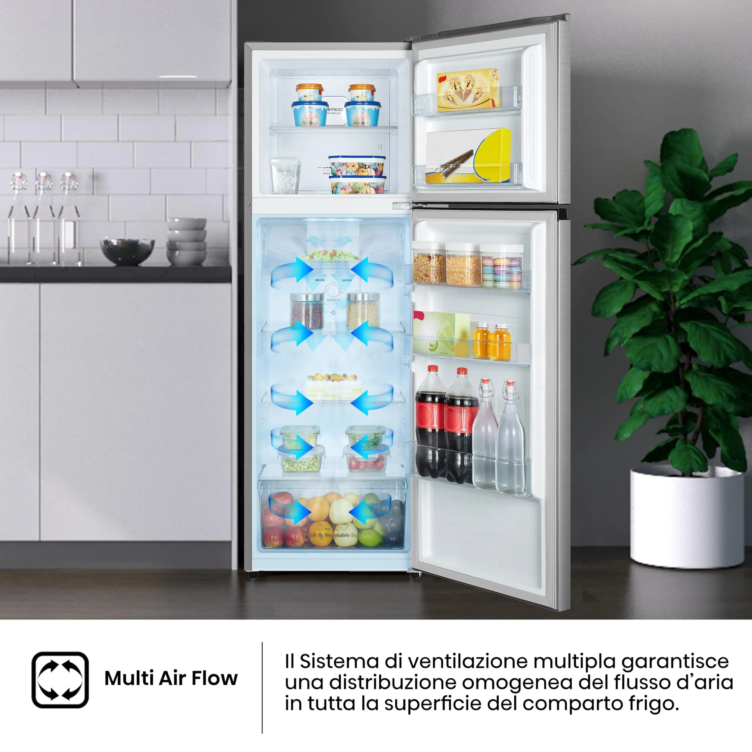 Hisense RT327N4ACE Frigorifero Doppia Porta Total No Frost Multi Air Flow, 55 cm, Inox, 249 L - immagine 9