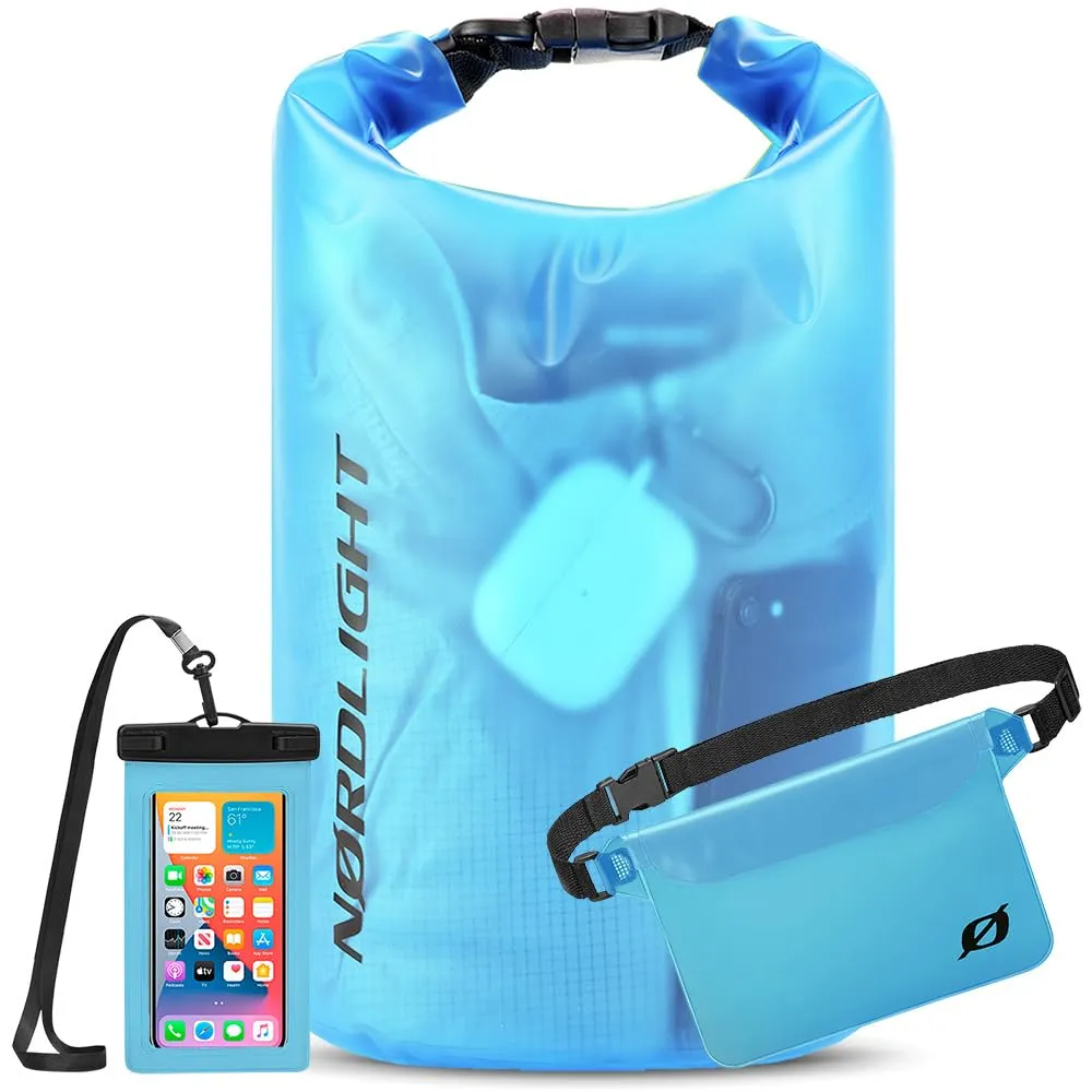 Nordlight Dry Bag Set con Custodia per Cellulare e Marsupio, 20L, Blu - immagine 4
