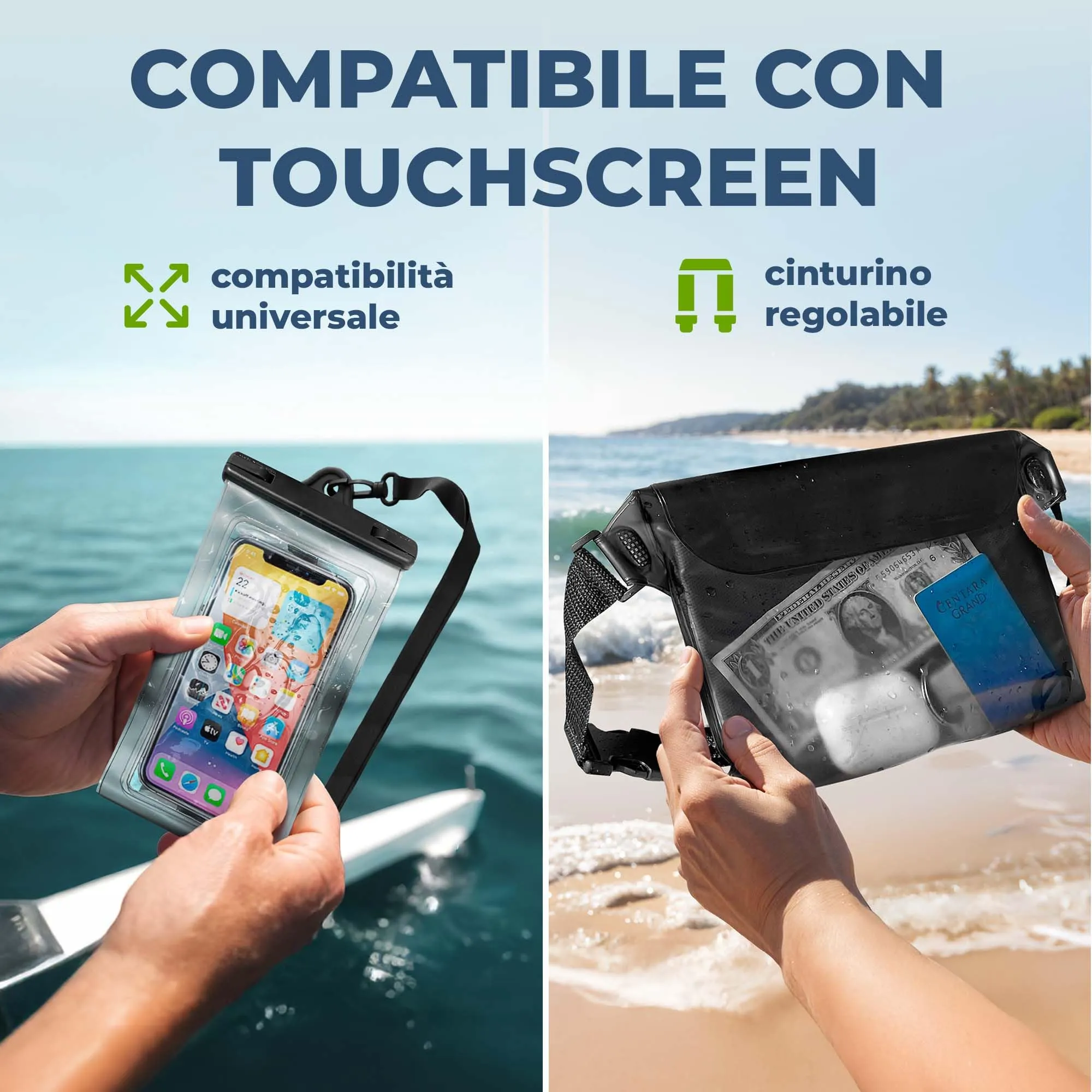 Nordlight Dry Bag Set con Custodia per Cellulare e Marsupio, 20L, Blu - immagine 7