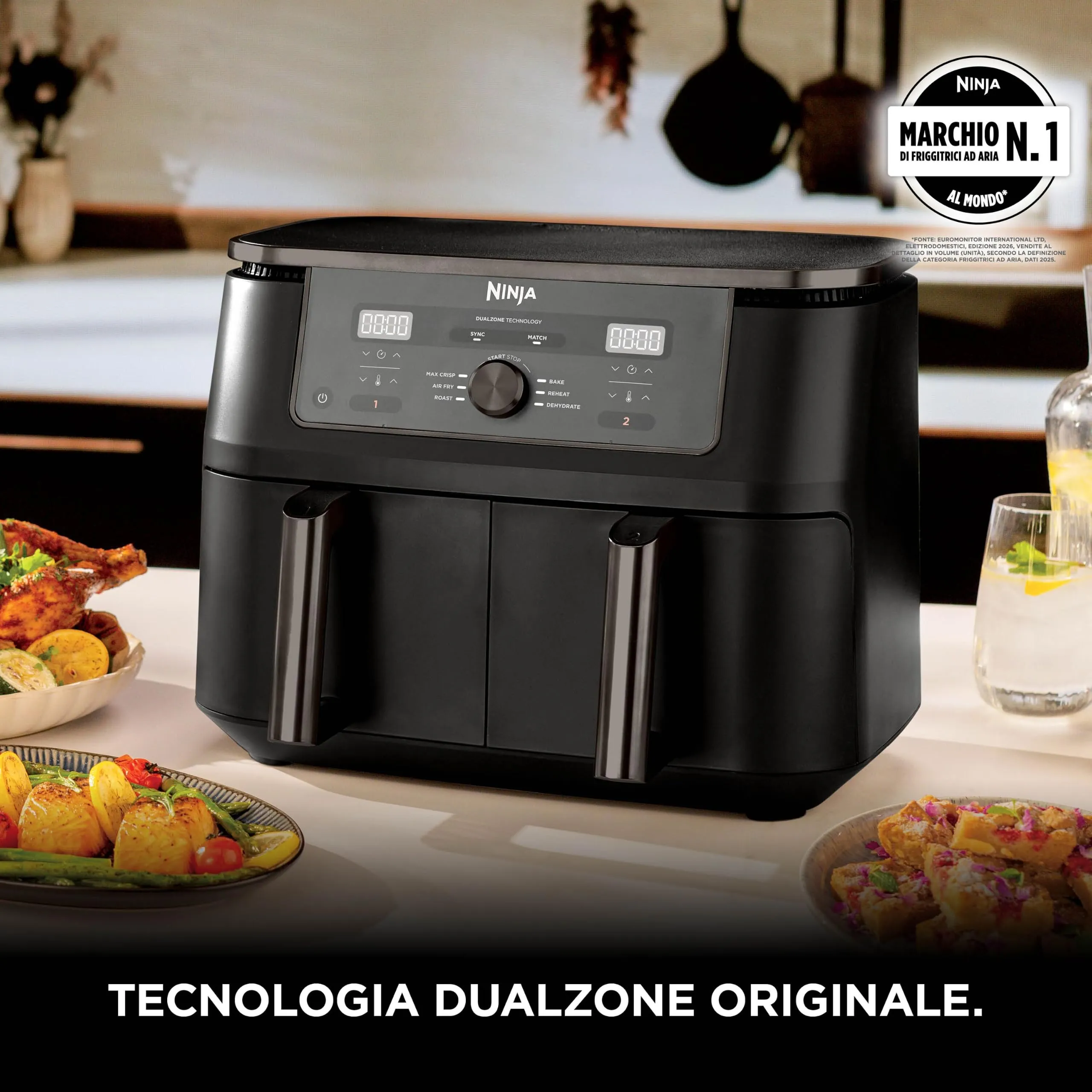 Ninja Max Dual Zone Friggitrice ad aria calda 9,5L DZ400EUBK Nero Onice - immagine 2