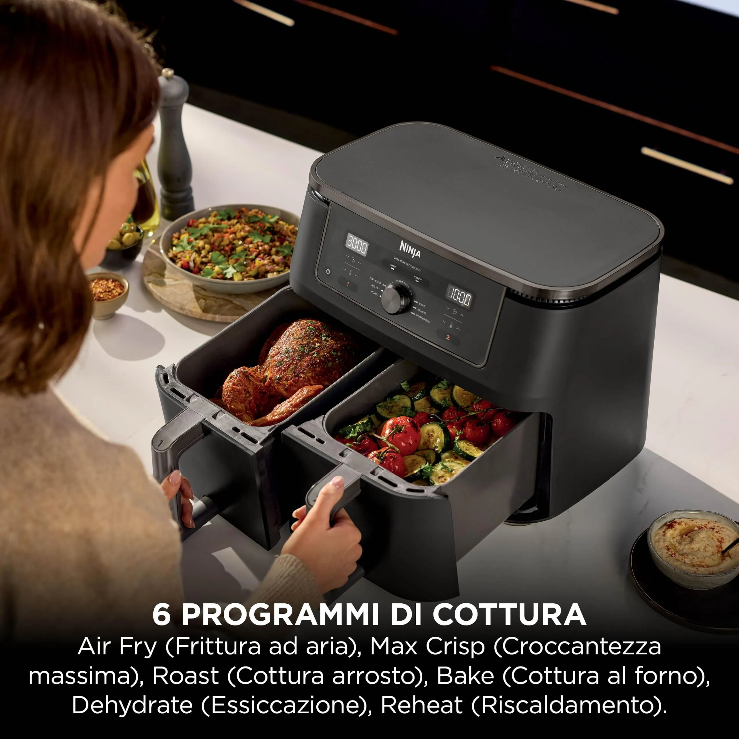 Ninja Max Dual Zone Friggitrice ad aria calda 9,5L DZ400EUBK Nero Onice - immagine 5