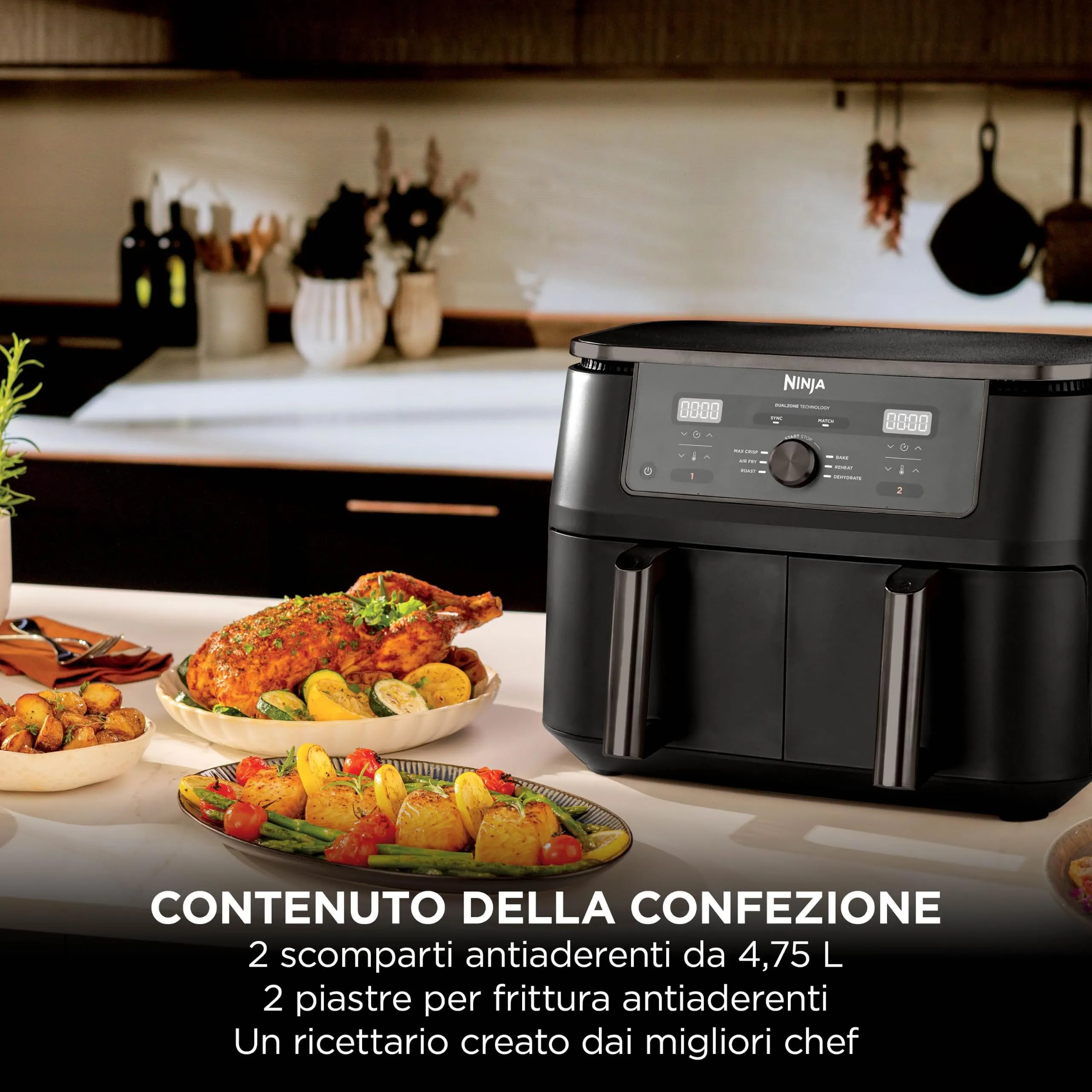 Ninja Max Dual Zone Friggitrice ad aria calda 9,5L DZ400EUBK Nero Onice - immagine 9