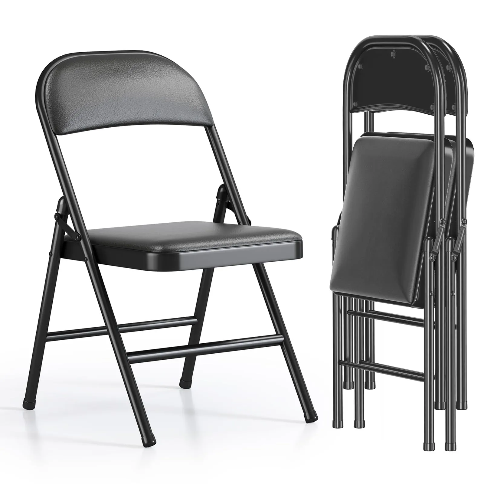 Asdsed Set di 2 Sedie Pieghevoli Imbottite, Nero - immagine 1